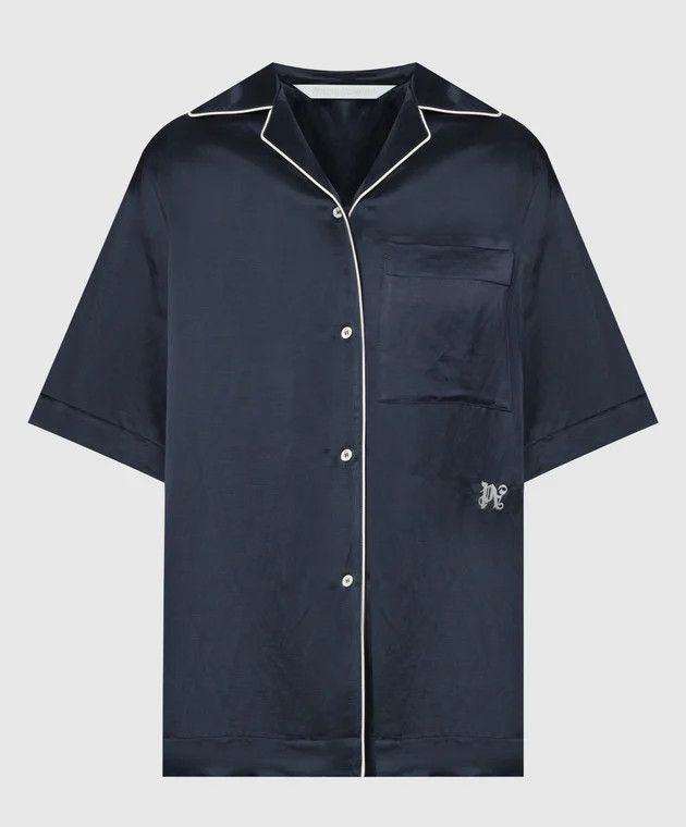 Palm Angels o1s22i1n0824 Pajama Short Sleeve T-Shirt in Navy Blue Size S / US 4 / IT 40 - 1 Thumbnail