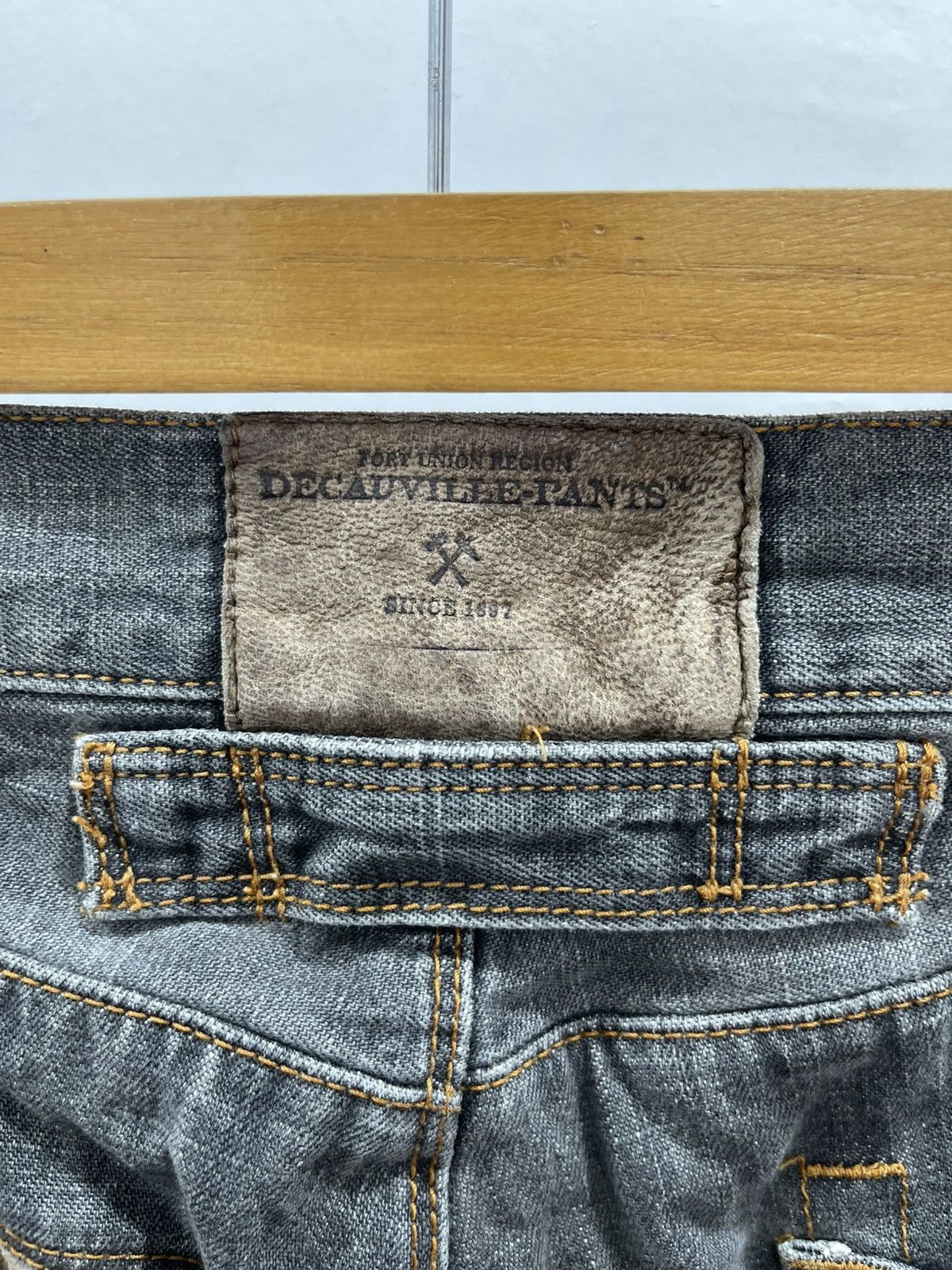 Japanese Brand Decauville Pants Jeans Mit Geradem Bien Leather Denim Size US 31 - 6 Thumbnail