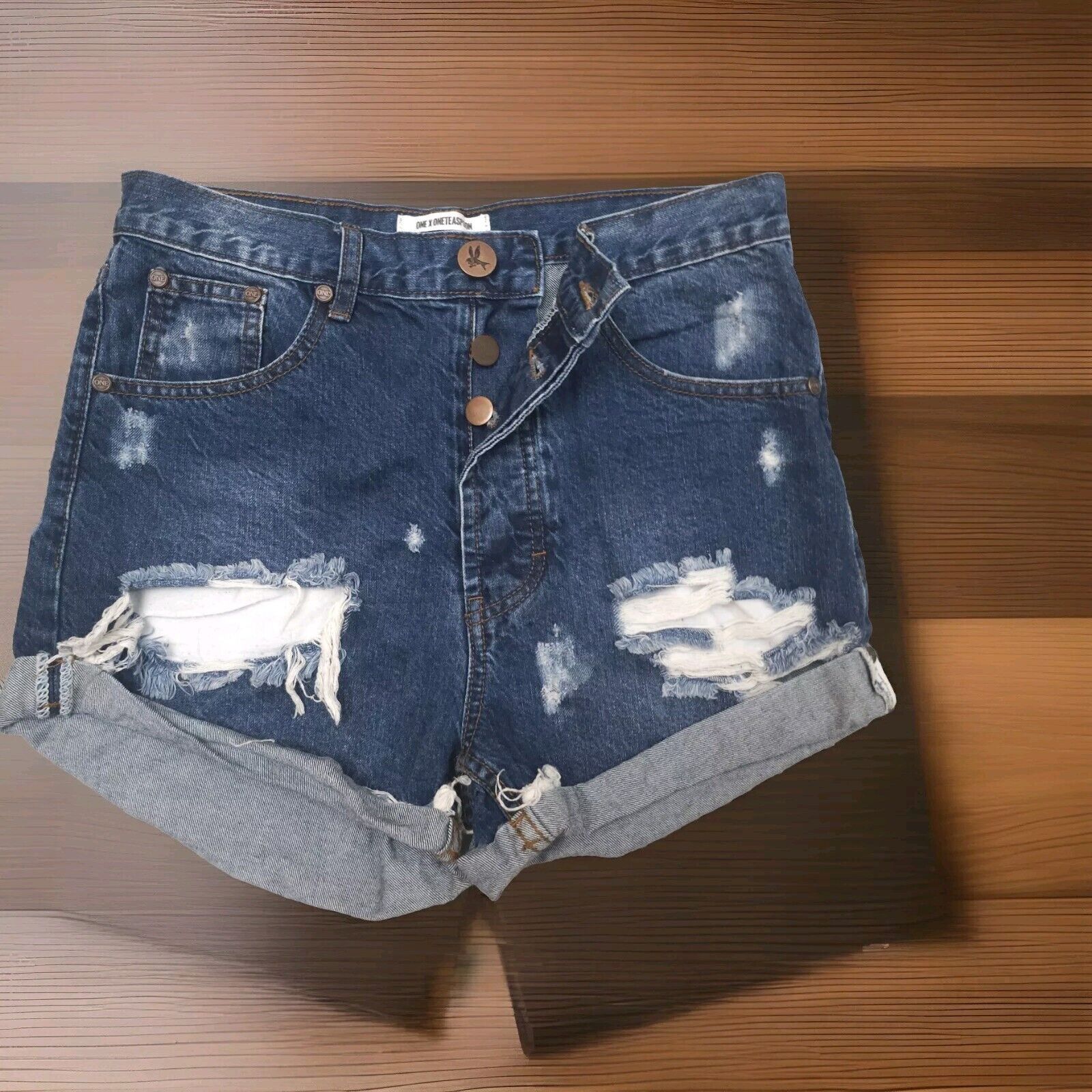 One Teaspoon One Teaspoon Outlaws Cotton Denim Dark Wash Distressed 25 Size 25" / US 0 / IT 36 - 2 Thumbnail