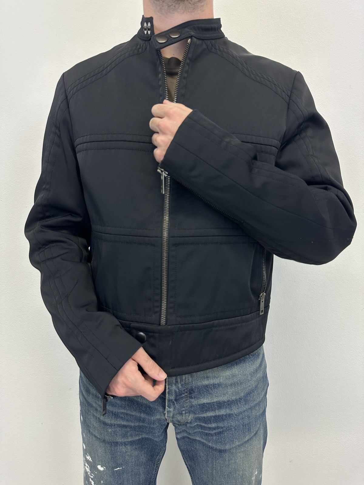 2000s Gucci by Tom Ford paneled moto jacket