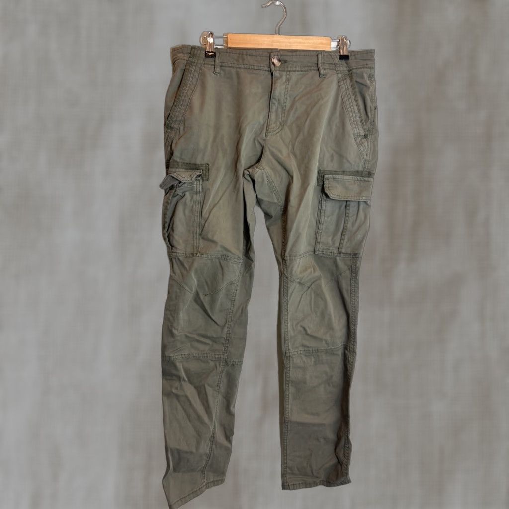 Vintage Sun Stone Ouigi Theodore Green Utility Cargo Pant Men’s Pants Sz 33 Rear Pocket Cargo Pants Green Olive 33 Inseam Mens Size US 33 - 1 Thumbnail