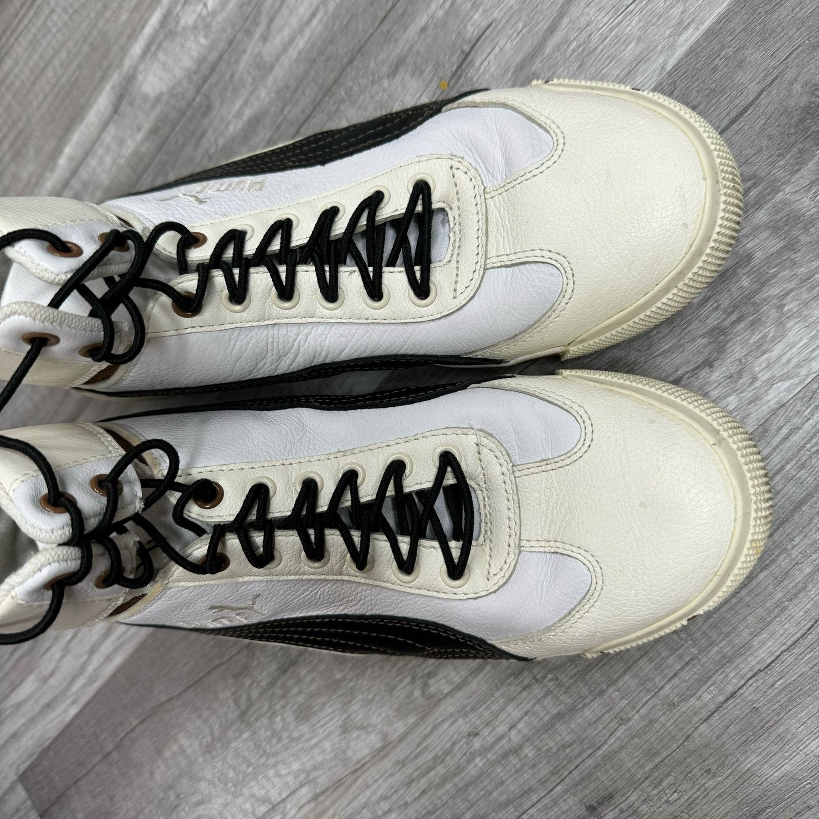 Puma Vintage Puma White Black Lace Up Mid Top Sneakers Bokette 8 Size US 8 / IT 38 - 9 Thumbnail