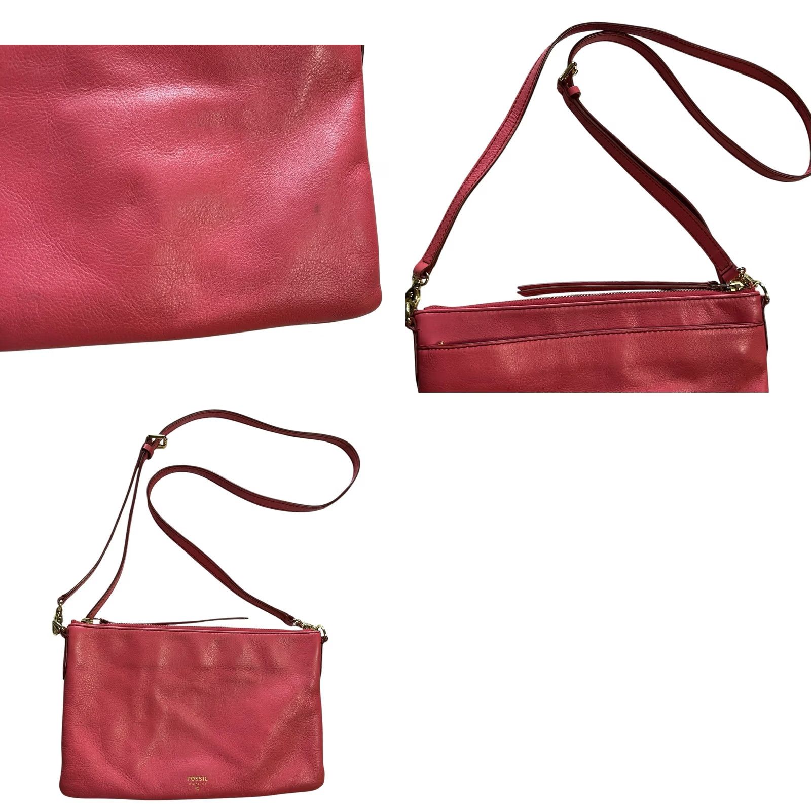 Fossil Fossil Sydney Crossbody Purse Pink Leather Shoulder Handbag Womens Top Zip Pebbled Leather Size S / US 4 / IT 40 - 11 Thumbnail