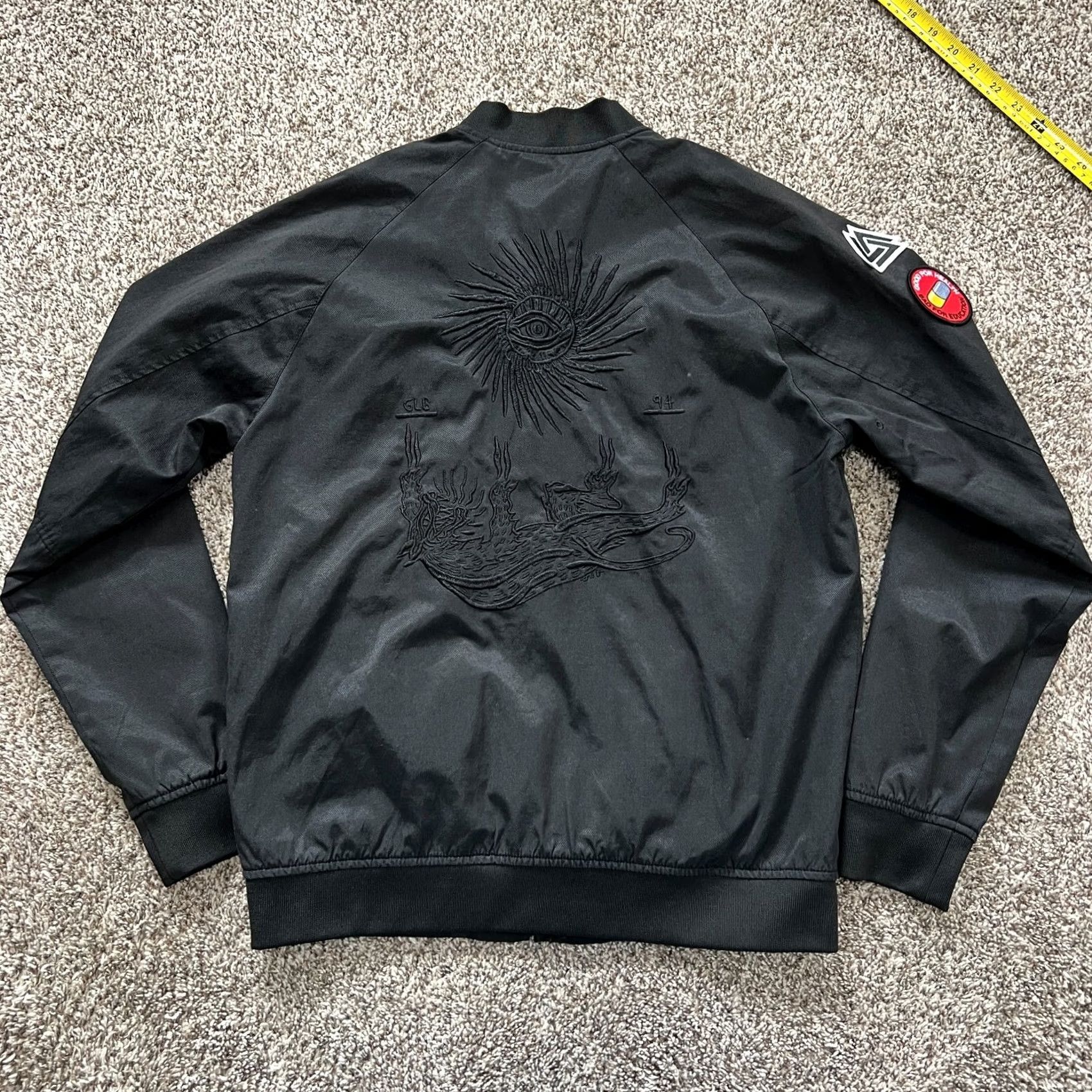 Globe Globe Skateboarding Embroidered Black Bomber Jacket Patches Size Medium Mens Jacket Size US M / EU 48-50 / 2 - 6 Thumbnail