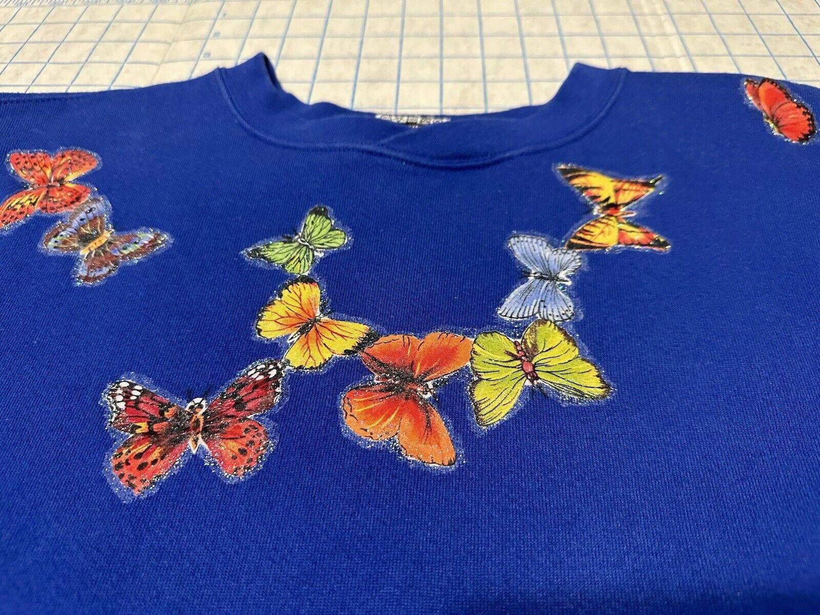 Designer Vintage Butterfly Sweatshirt Crewneck Blue Adult Large Size L / US 10 / IT 46 - 6 Thumbnail