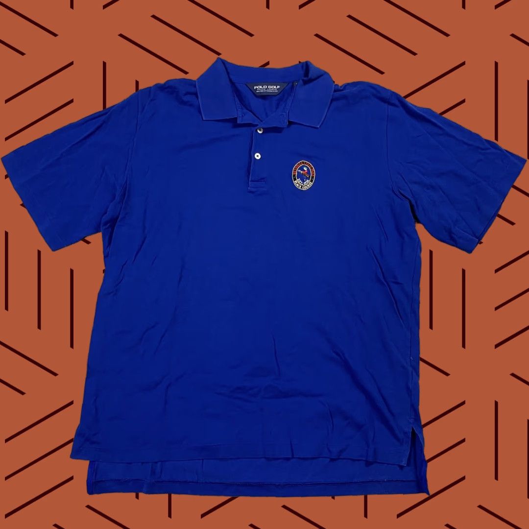 Polo Ralph Lauren VINTAGE POLO GOLF BY RALPH LAUREN Polo Shirt MEN's L Blue Embroidered Tiger Knit Cotton Polo Golf 90s Size US L / EU 52-54 / 3 - 1 Thumbnail