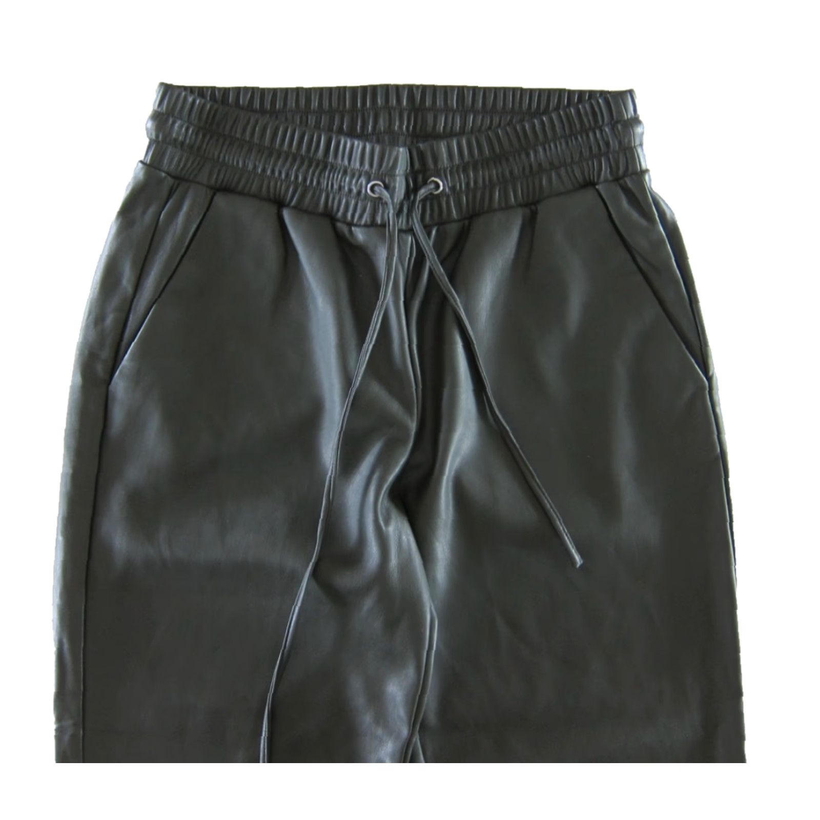 Ann Taylor Ann Taylor Loft Army Green Faux Leather Pleather High Rise Pocket Pant Women SP Size 32" / US 10 / IT 46 - 4 Thumbnail