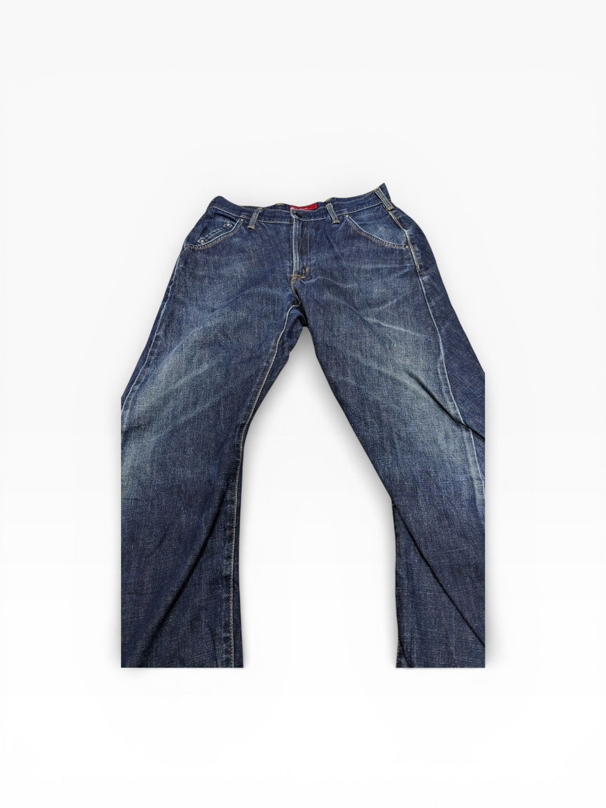 Edwin EDWIN BLUE DENIM INDIGO CURVED FADED DISTRESSED JEANS Size US 31 - 3 Thumbnail