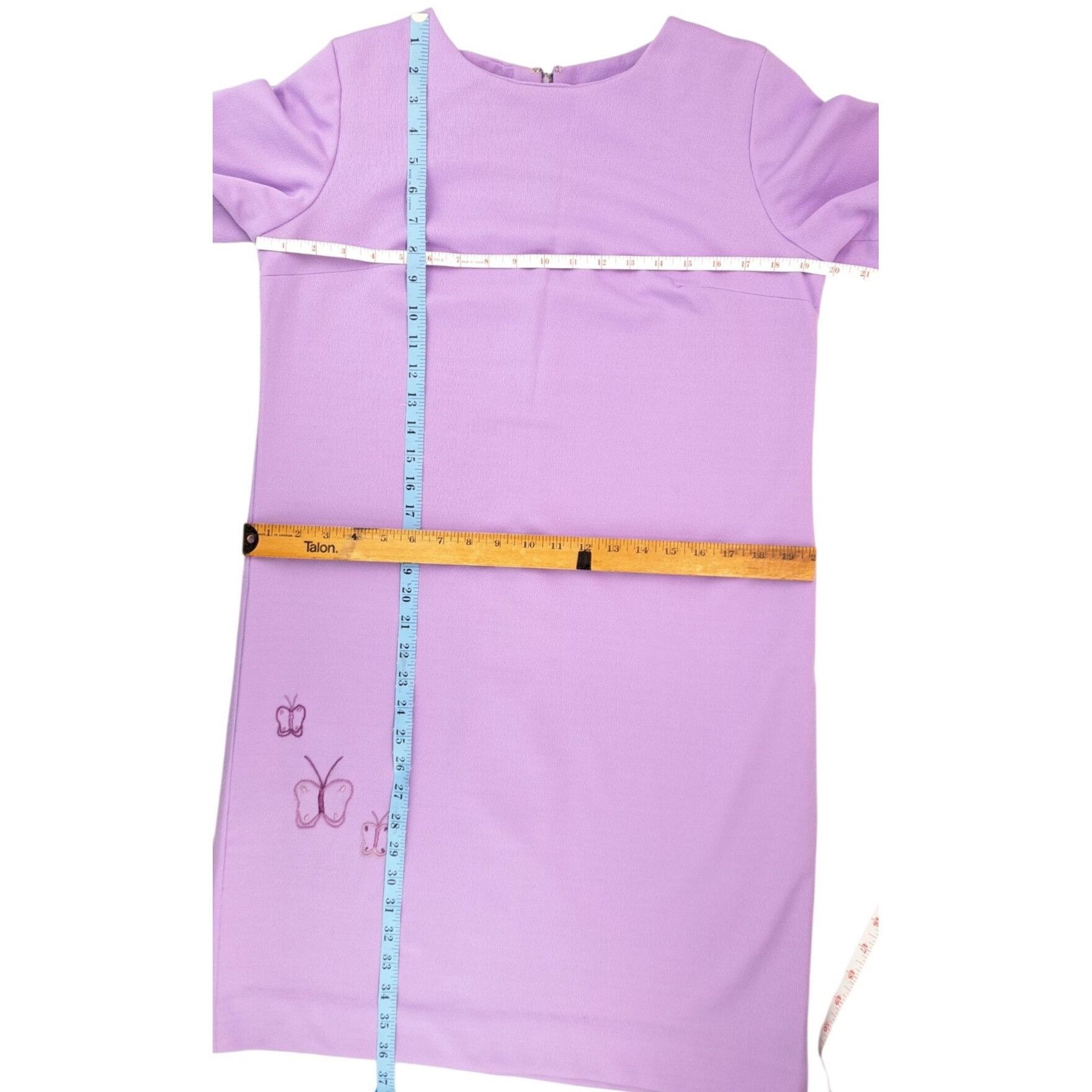 Handmade Vintage Handmade Lavender Shift Dress Butterfly 1970s Large Size L / US 10 / IT 46 - 11 Thumbnail