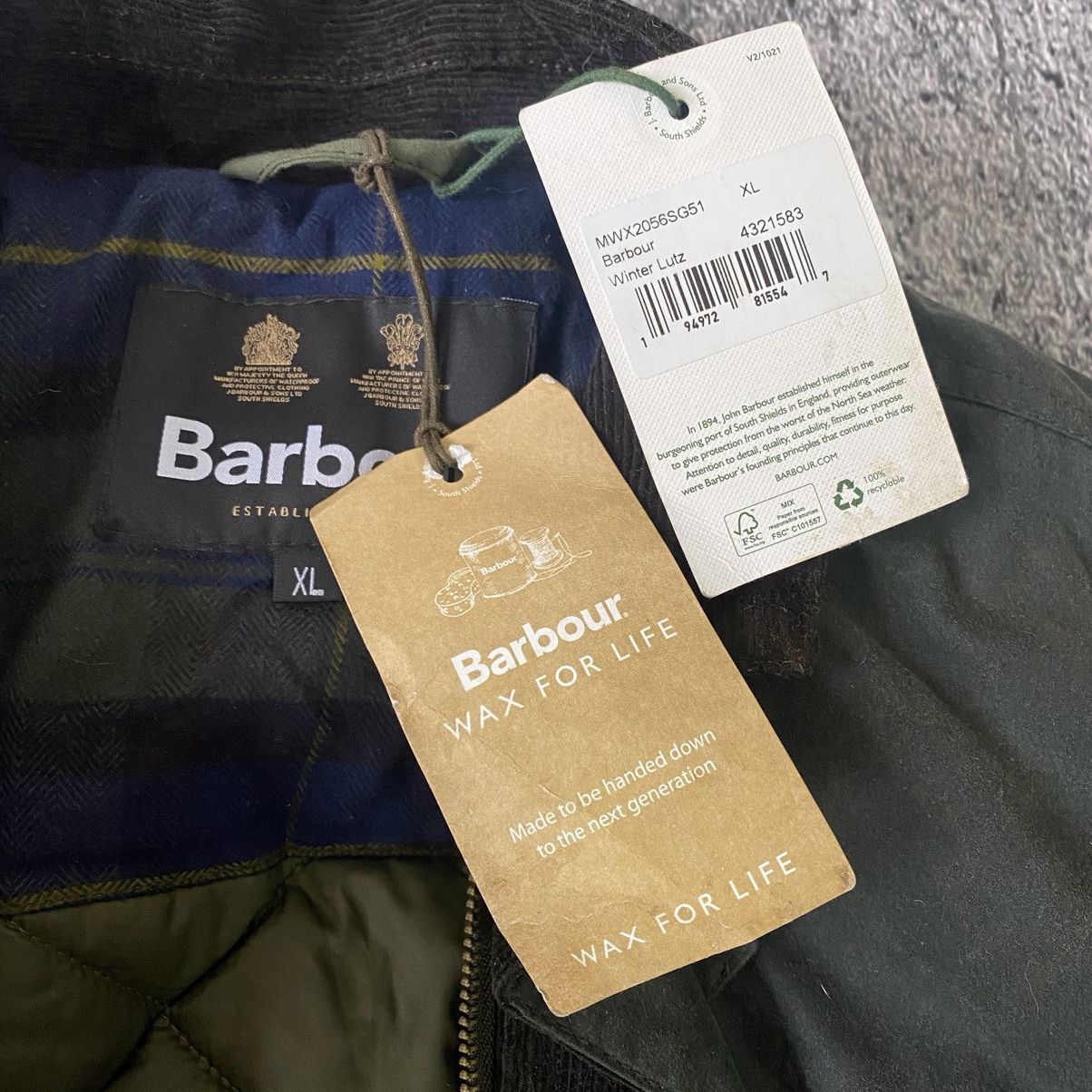 Barbour × Vintage Barbour Winter Lutz Wax Jacket Coat Size US L / EU 52-54 / 3 - 7 Thumbnail