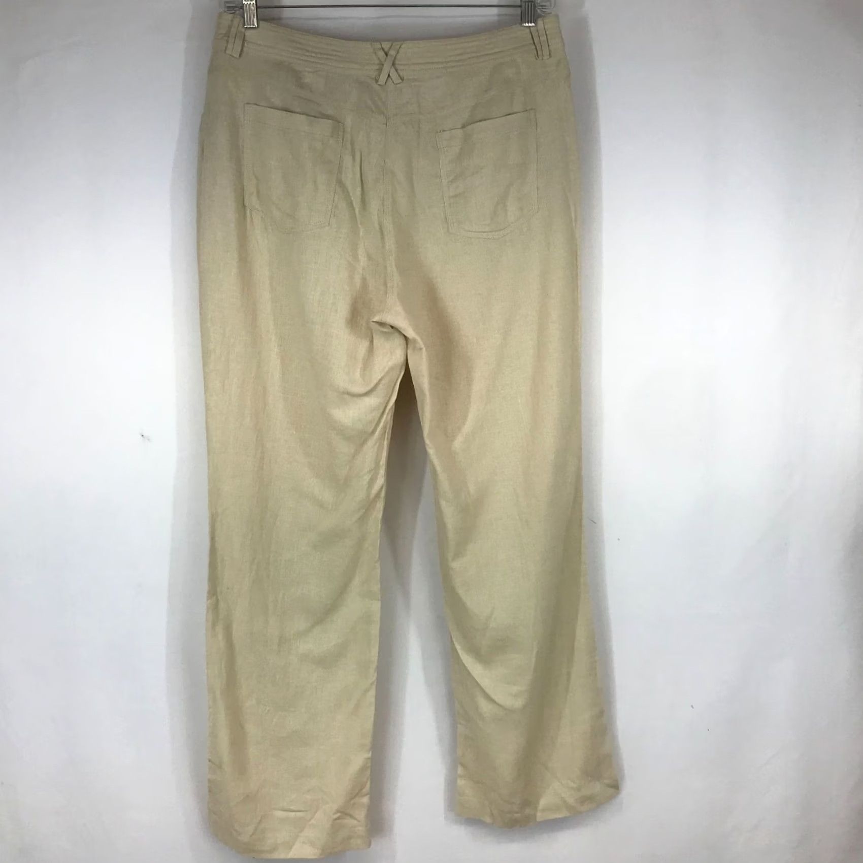 Vintage ELLEN ORTON - WOMEN'S LARGE - BEIGE LINEN BLEND PANTS - Men’s L? Size 36" / US 14 / IT 50 - 4 Thumbnail