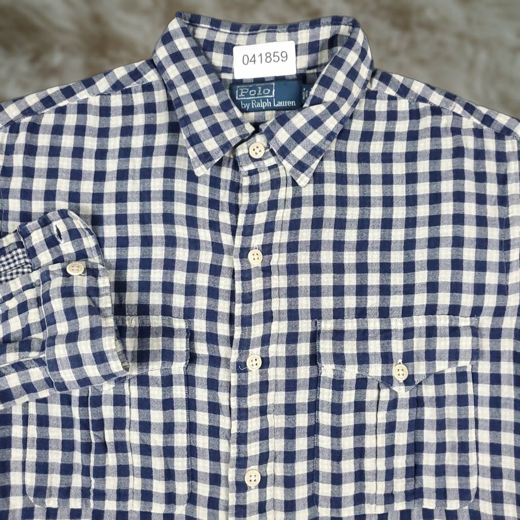 Ralph Lauren Ralph Lauren Shirt Mens Large Blue Check Knit Button Up Long Sleeve Size US L / EU 52-54 / 3 - 1 Thumbnail