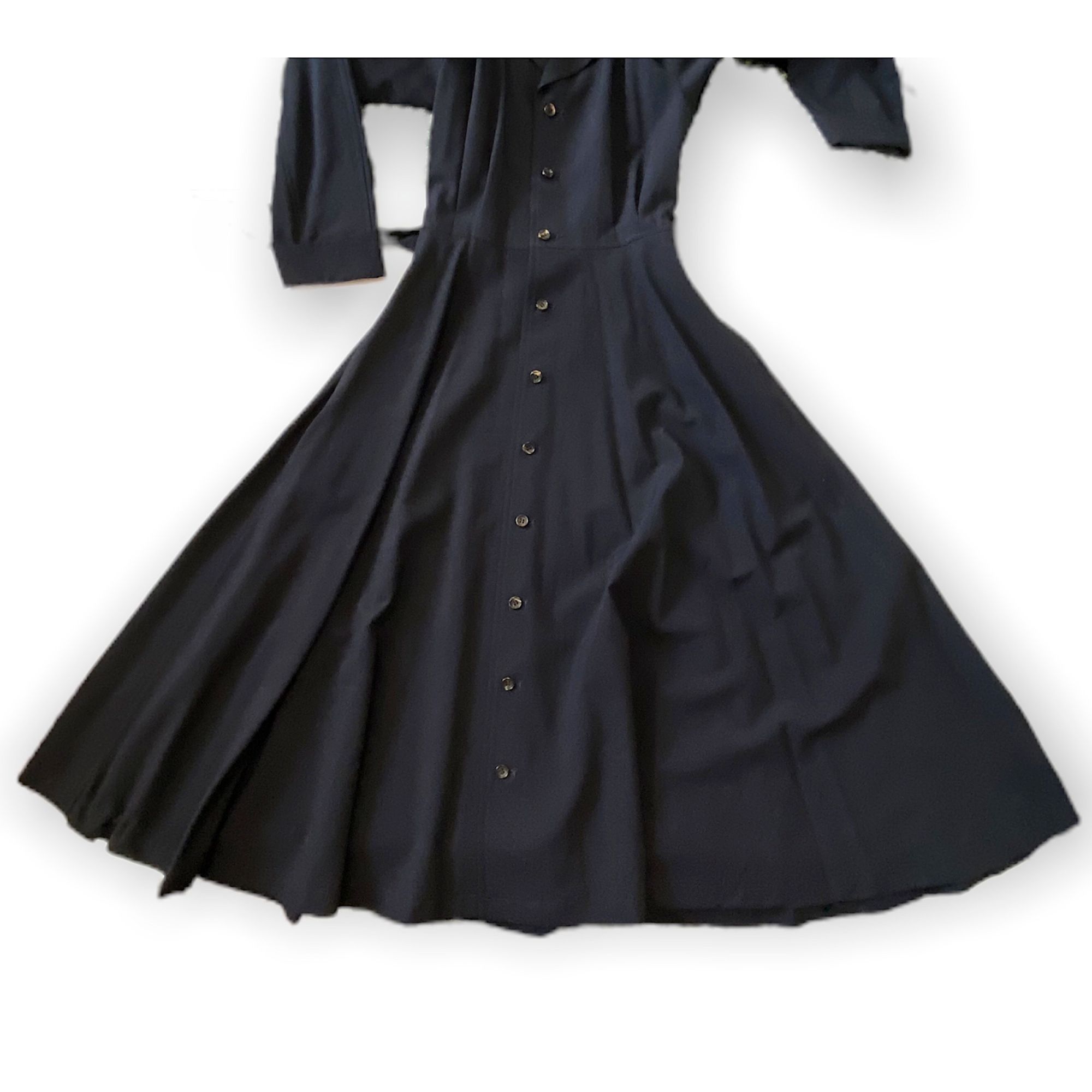Comme des Garcons Comme des Garçons Tricot AD1991 Navy Wool Belted Midi Dress Size S / US 4 / IT 40 - 6 Thumbnail