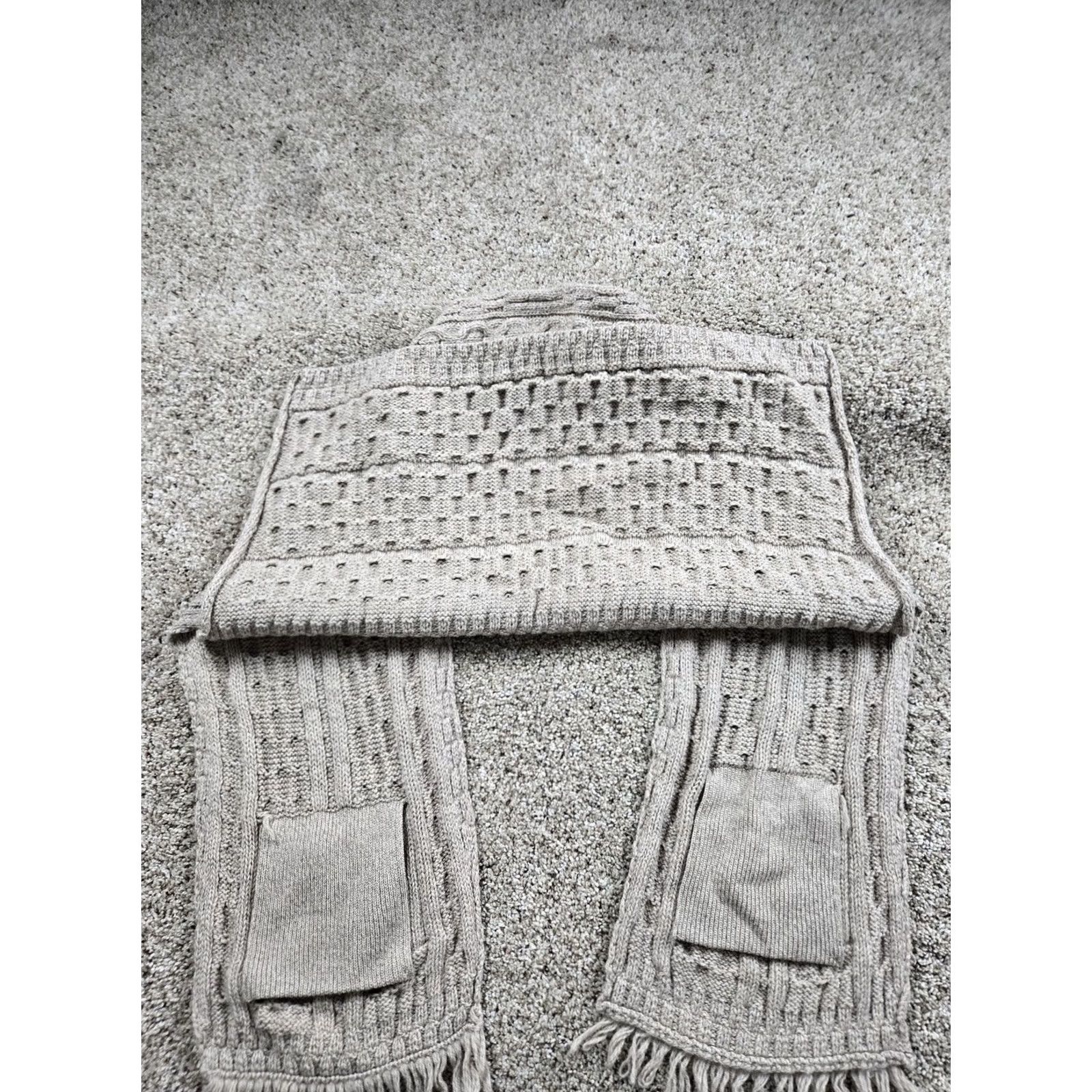 Vintage VINTAGE Carraig Donn Shawl Womens One Size Beige Aran Cable Knit Merino Wool Ireland Vest Size ONE SIZE - 5 Thumbnail