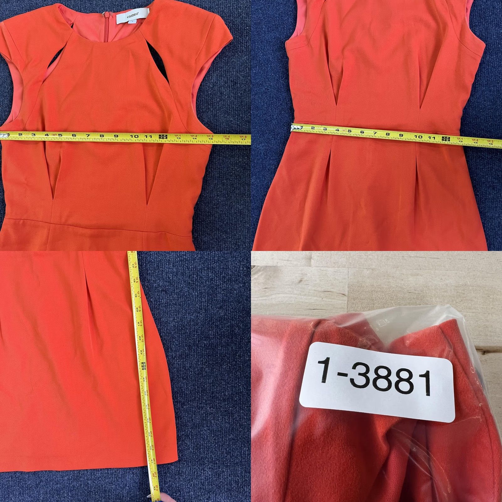 Vintage Cameo Dress Womens Small Orange Cutout Cap Sleeve Sheath Mini Party Cocktail Size S / US 4 / IT 40 - 8 Thumbnail