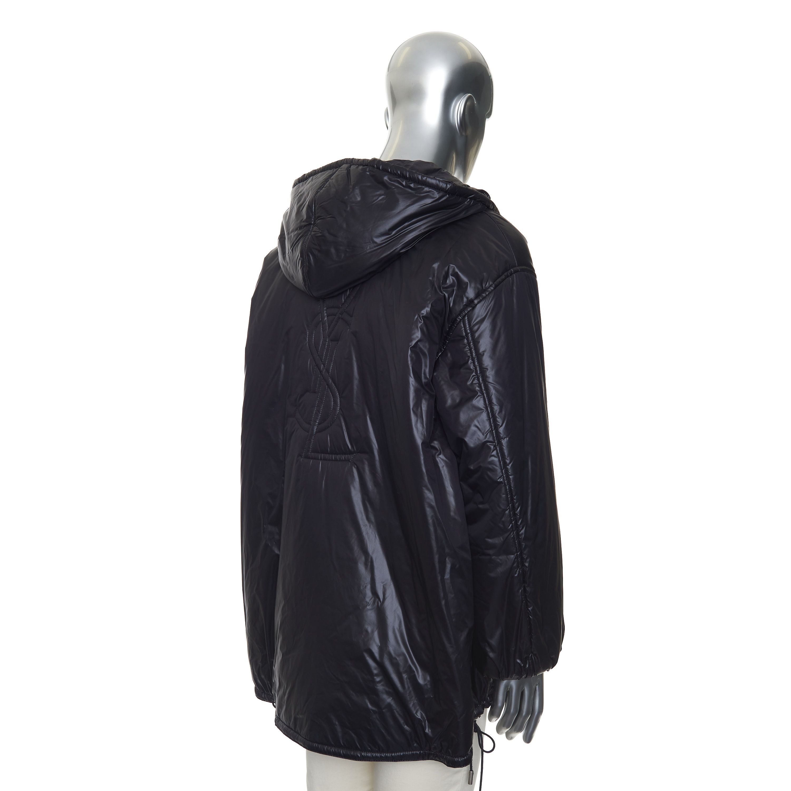 Saint Laurent Paris Hooded Anorak Jacket In Black Nylon With YSL Embroidery Size US S / EU 44-46 / 1 - 6 Thumbnail