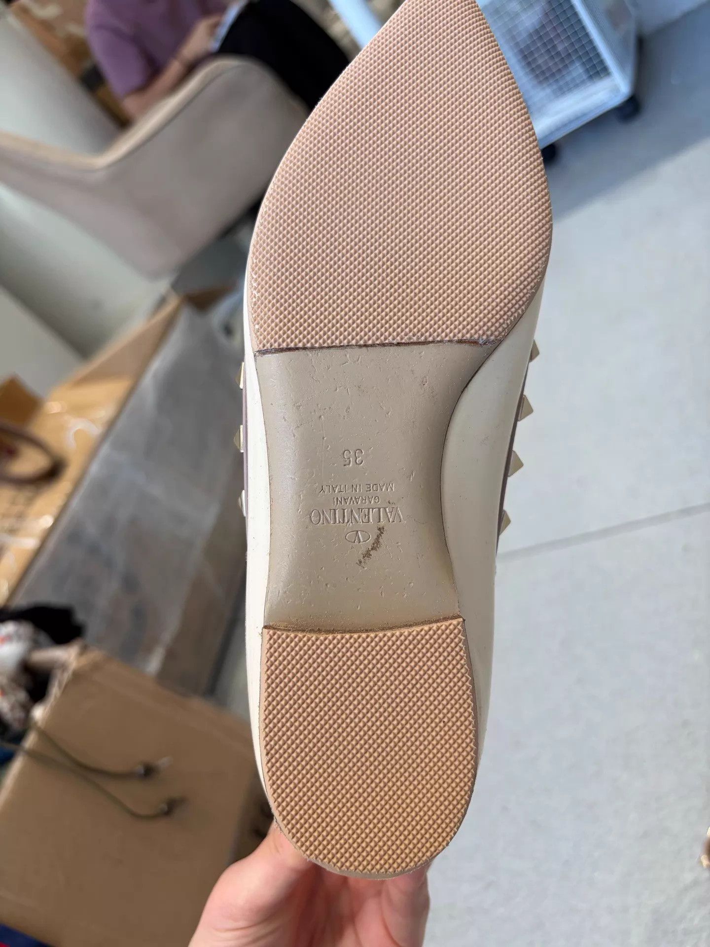 Valentino Valentino Cream Patent Leather Riveted Flats Size US 4.5 / IT 34.5 - 4 Thumbnail