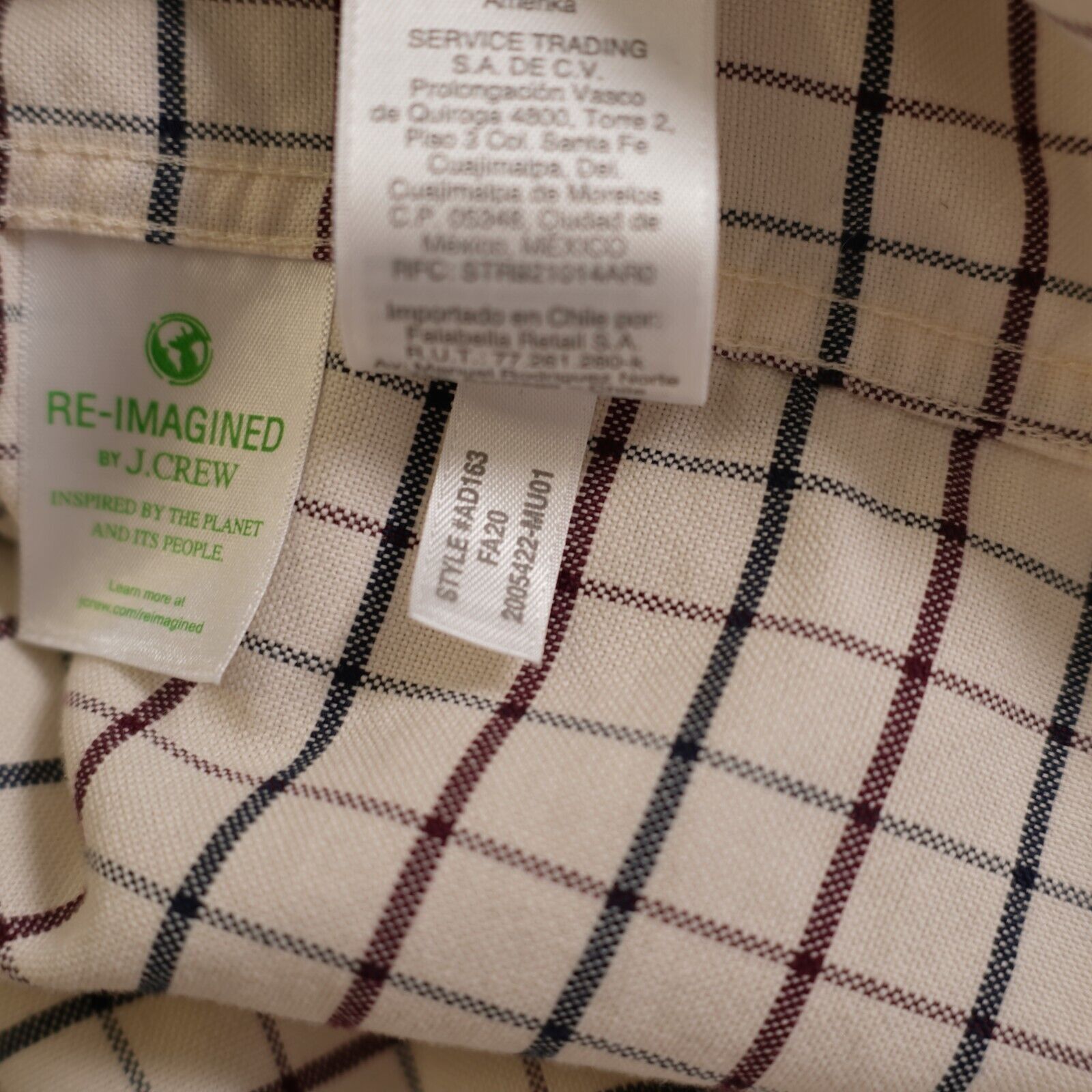 J.Crew J. Crew Flex Oxford Flannel Cotton Slim Cream Blue Red Check Size US L / EU 52-54 / 3 - 12 Thumbnail