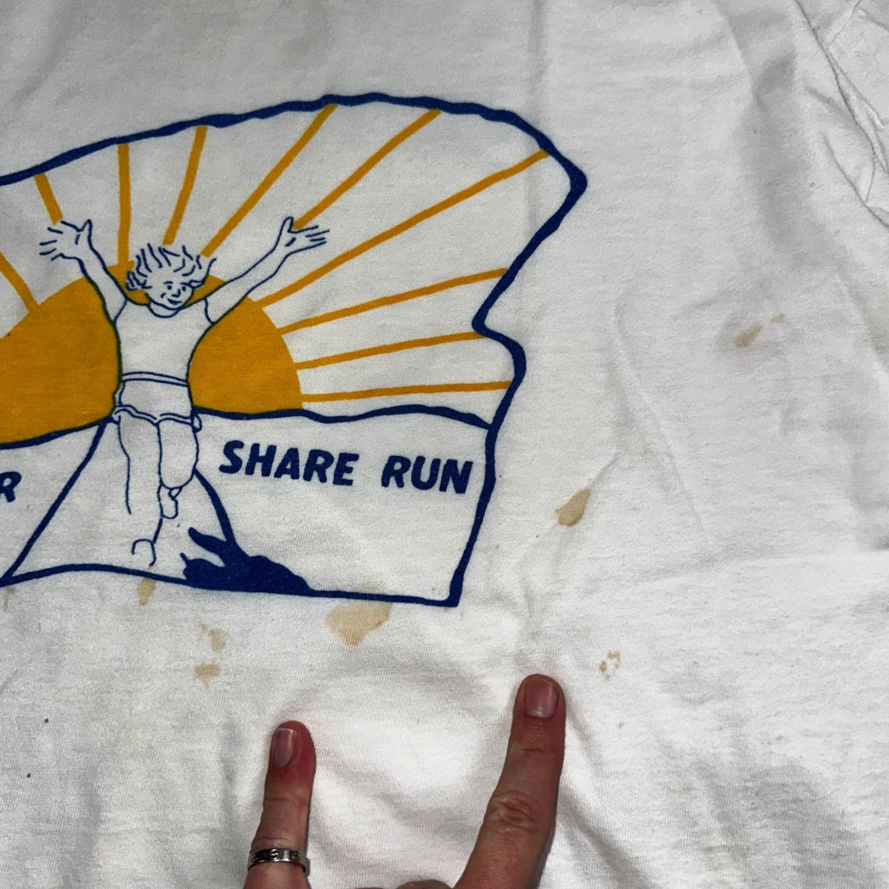Champion VINTAGE Champion T-Shirt Men XL White 80s Ringer Fair Run Graphic All Seasons Size US XL / EU 56 / 4 - 3 Thumbnail