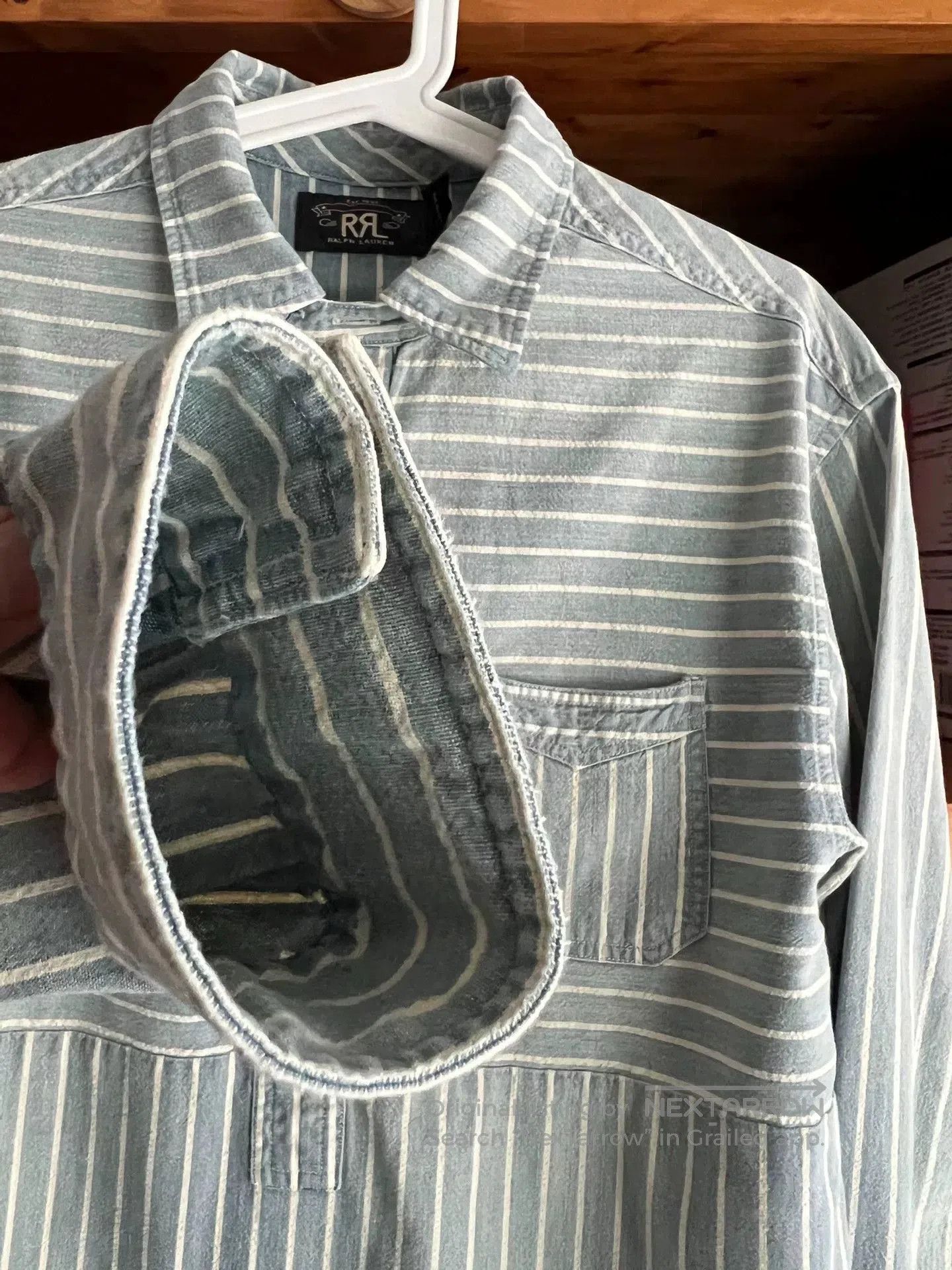 RRL Ralph Lauren RRL Vintage Striped Blue Dye Pullover Shirt. Size US M / EU 48-50 / 2 - 4 Thumbnail