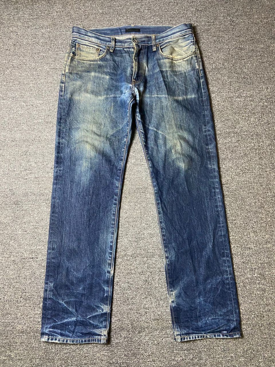 UNIQLO Brand Distressed Denim Selvedge Jeans (129)