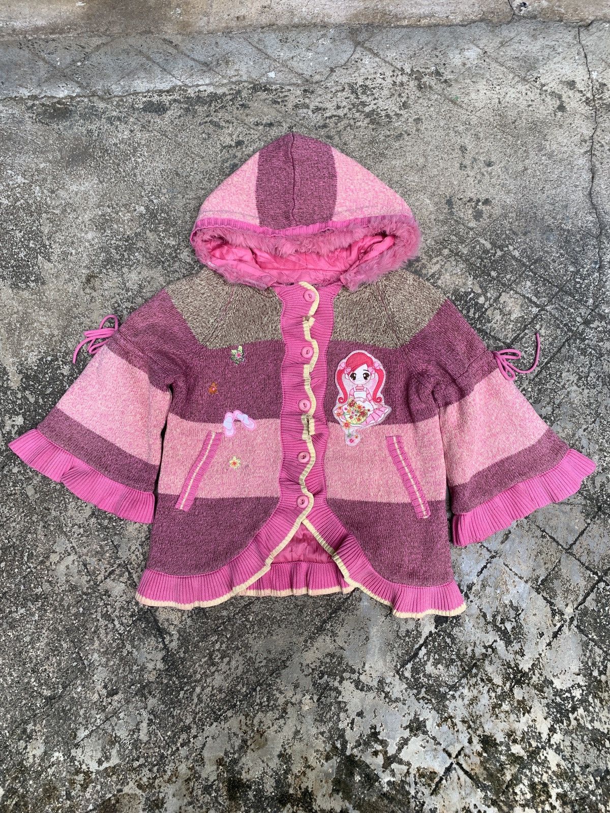 Japanese Brand × Vintage y2k Love Valen Embroidery Flared Fux Button up Baby Jacket Size S / US 4 / IT 40 - 1 Thumbnail