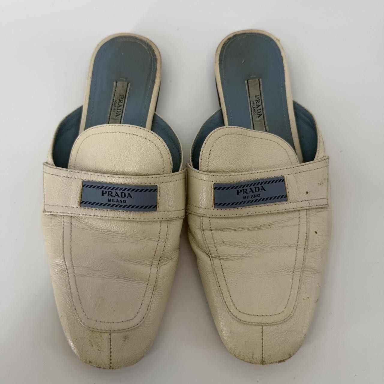 Prada Prada White Leather Mules Size Size US 7.5 / IT 37.5 - 1 Thumbnail
