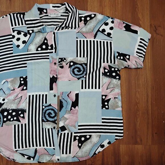 Other Vintage Jeri Marque Abstract Geometric Button Shirt Size US XL / EU 56 / 4 - 3 Thumbnail