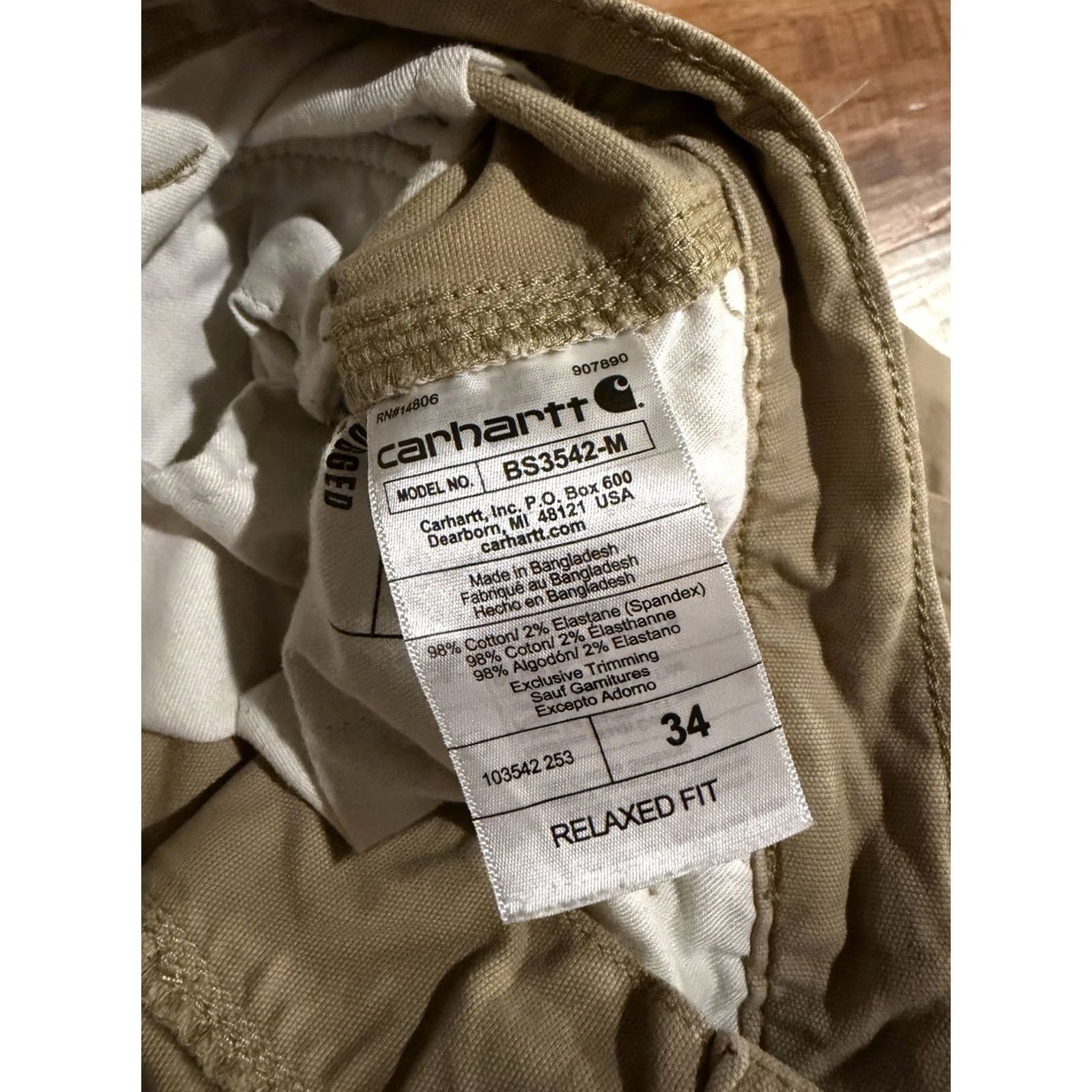 Carhartt Carhartt Cargo Shorts Mens 34 Relaxed Fit Beige Heavy Duty 103542 Workwear (F650) Size US 34 / EU 50 - 5 Thumbnail