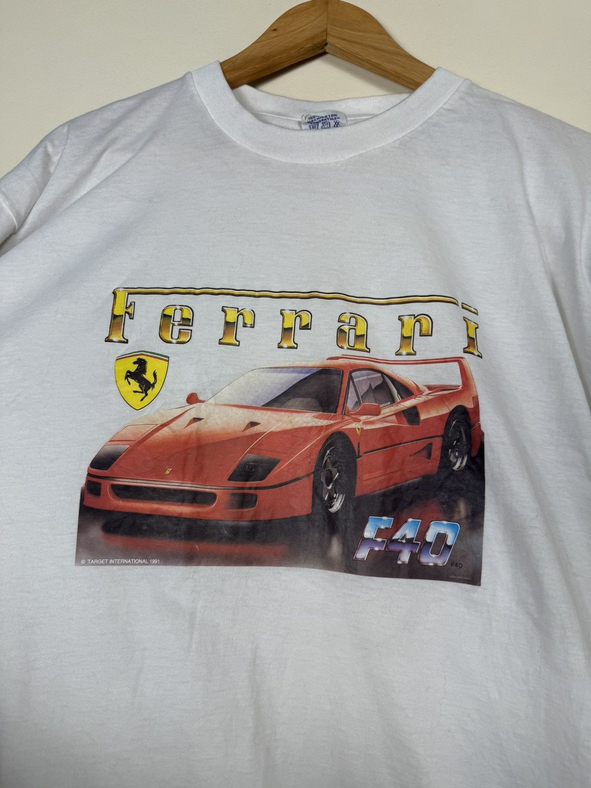 Ferrari × Vintage Ferrari F40 1991 Target International Supercar T Shirt Size US L / EU 52-54 / 3 - 1 Thumbnail