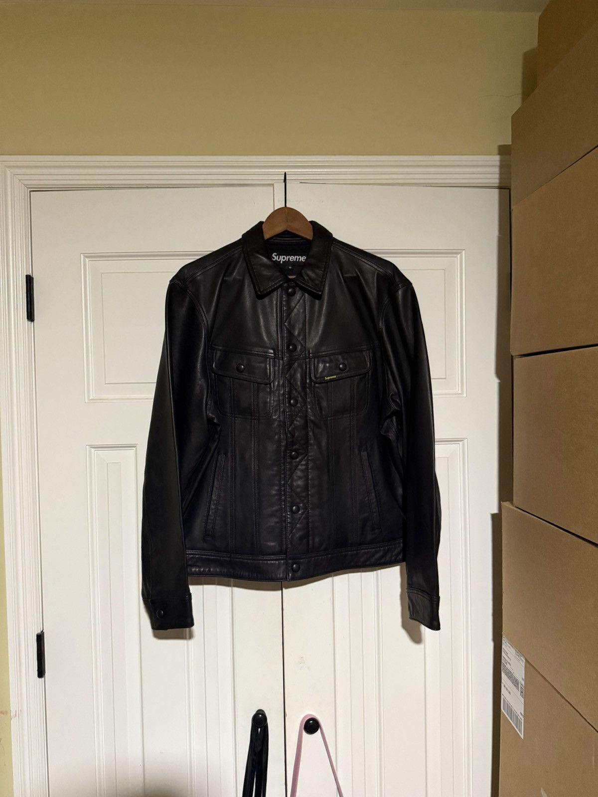 Supreme Supreme Black FW18 Leather Trucker Jacket Size US M / EU 48-50 / 2 - 1 Thumbnail