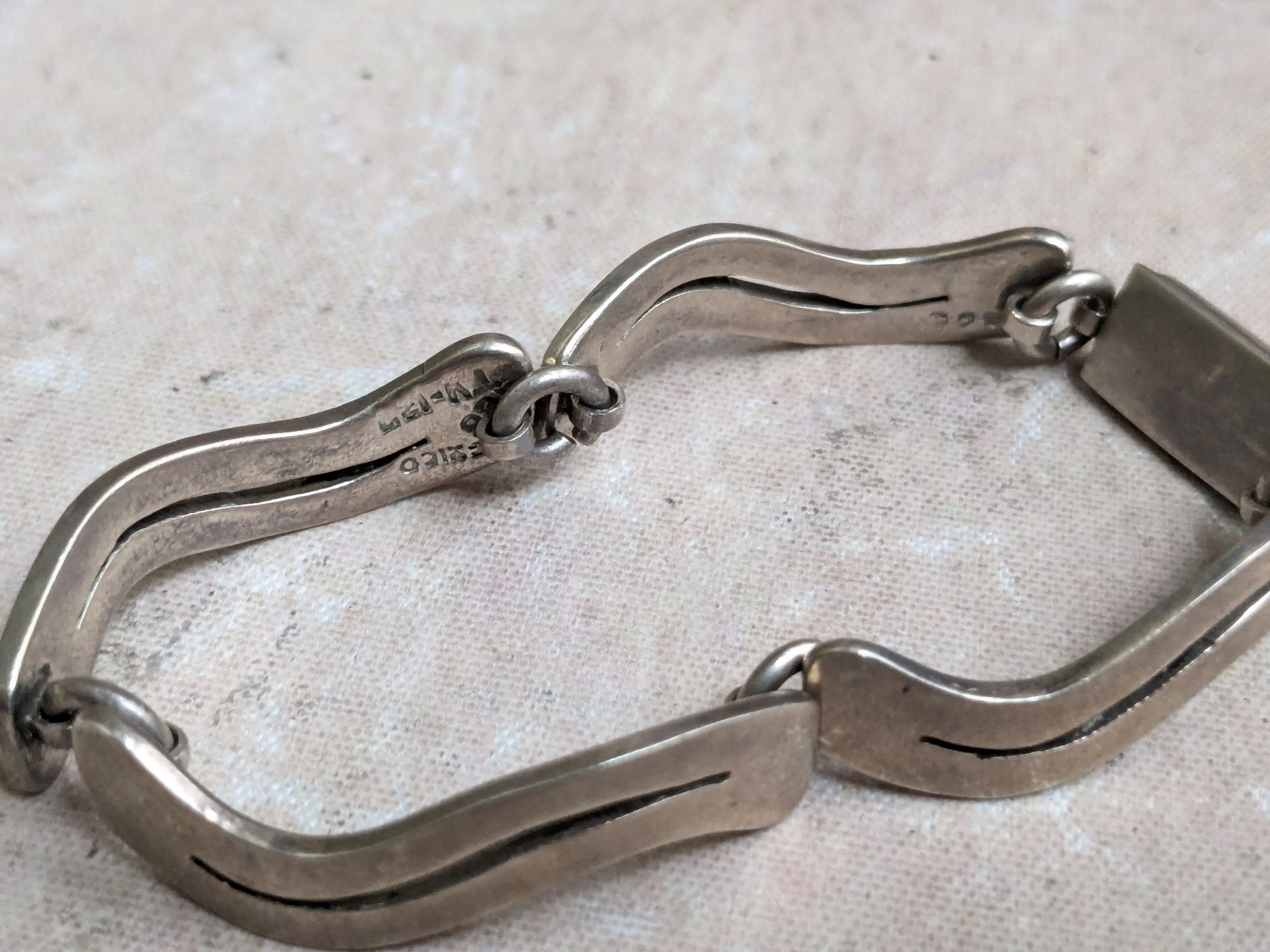 Jewelry Vintage Sterling Silver Bracelet Wavy Taxco 7.25" Size ONE SIZE - 5 Thumbnail