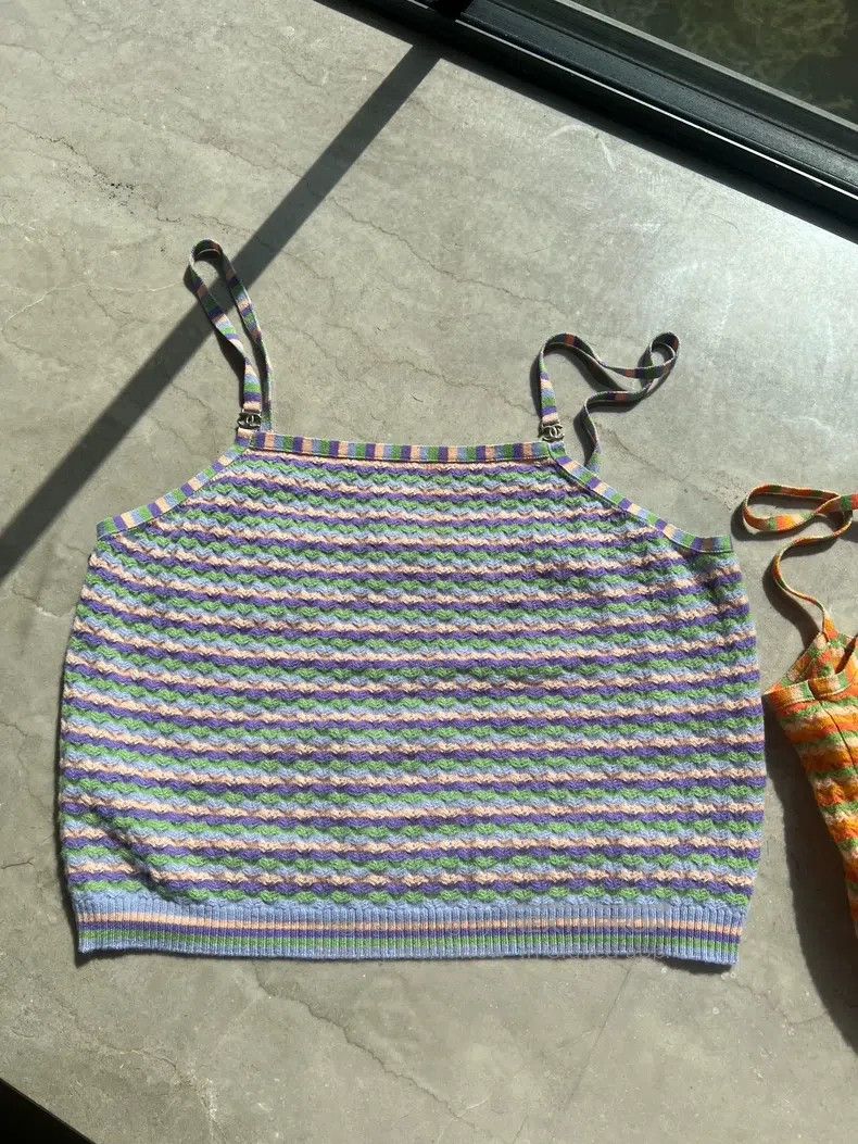 Chanel Chanel 24a purple striped suspenders Size XS / US 0-2 / IT 36-38 - 1 Thumbnail