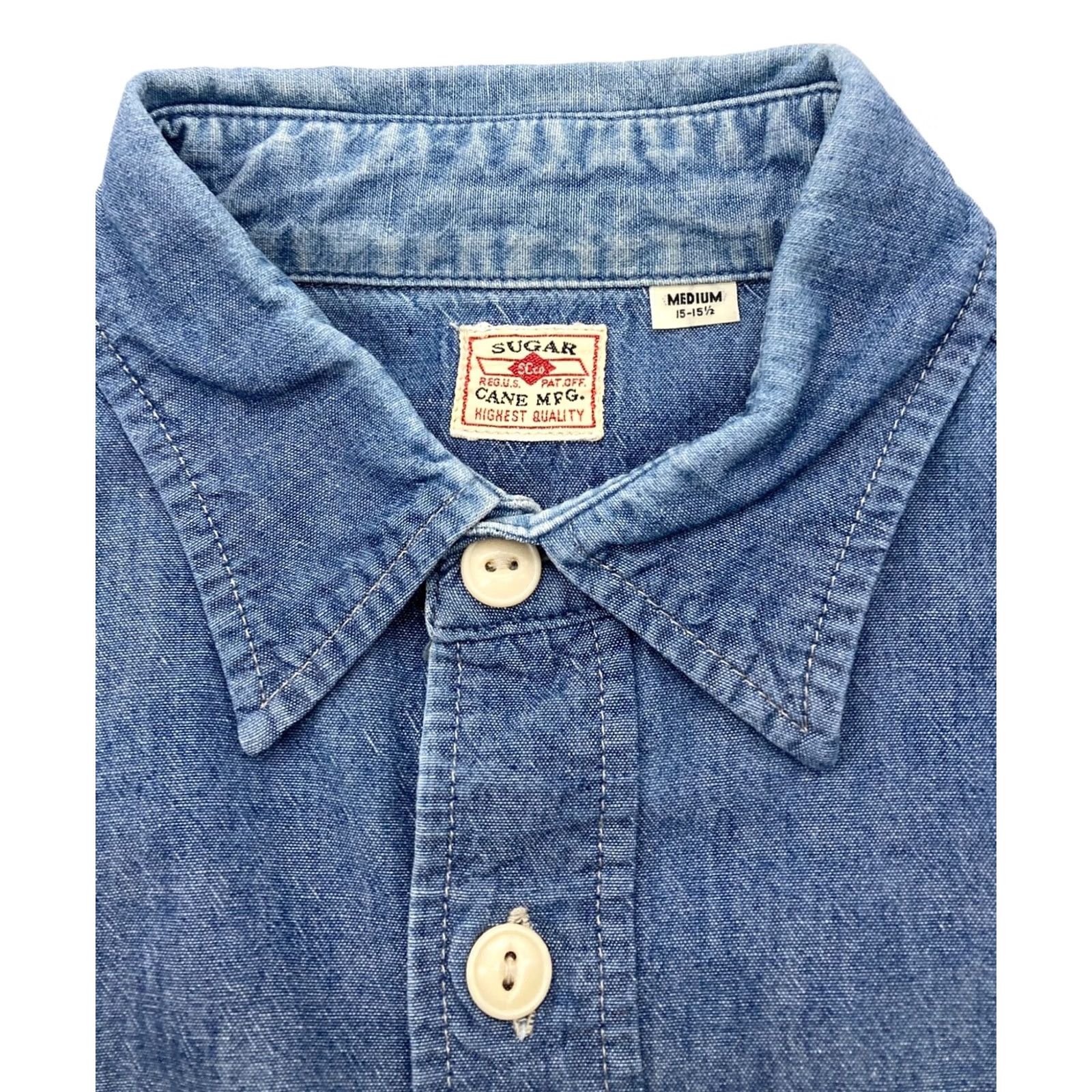 Sugar Cane SUGAR CANE Chambray Work Shirt Indigo M Men Button-Up SC25677 Size US M / EU 48-50 / 2 - 3 Thumbnail