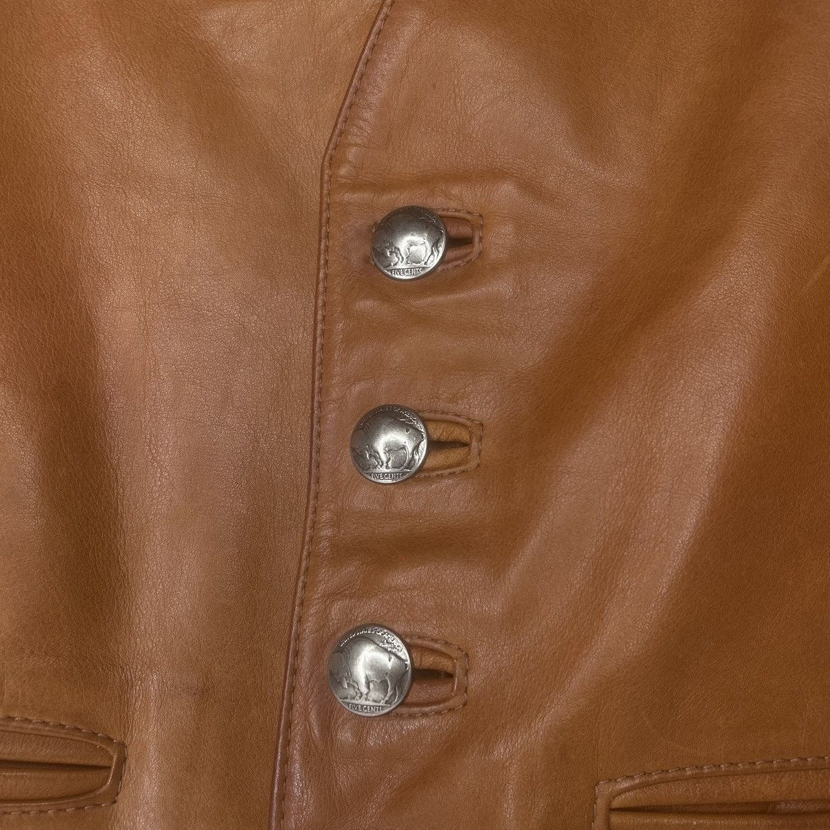 Vintage VTG USA Lew N Me Leather Western Cowboy Vest Buffalo Nickel Size US M / EU 48-50 / 2 - 2 Thumbnail
