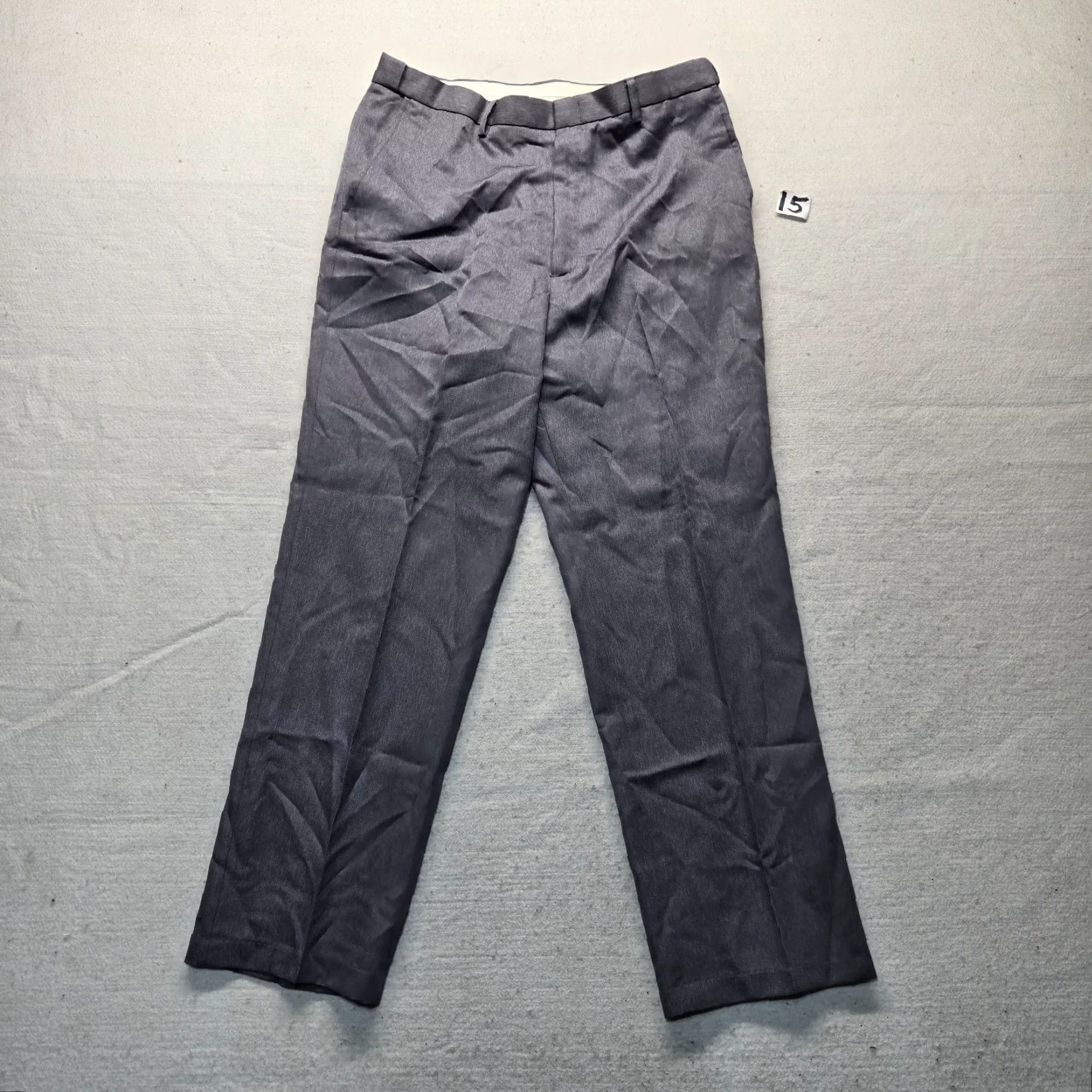 Vintage Puritan Dress Pants Gray 34 x 30 Men Adult Flat Front 100% Polyester Tapered Regular Inseam 30" Size US 34 / EU 50 - 2 Thumbnail