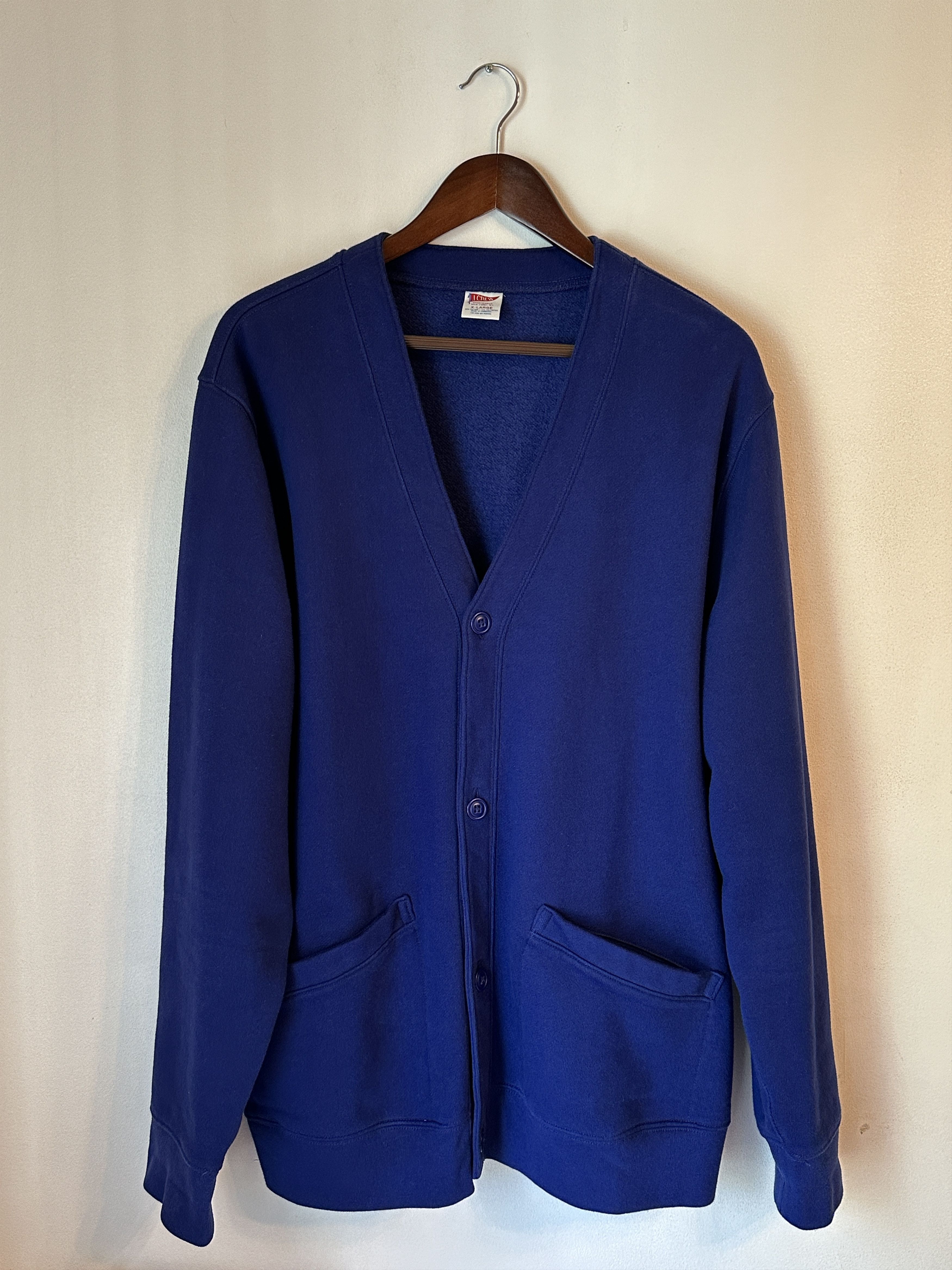 image of J Crew Heritage Fleece Cardigan Royal Blue, Men's (Size XL)