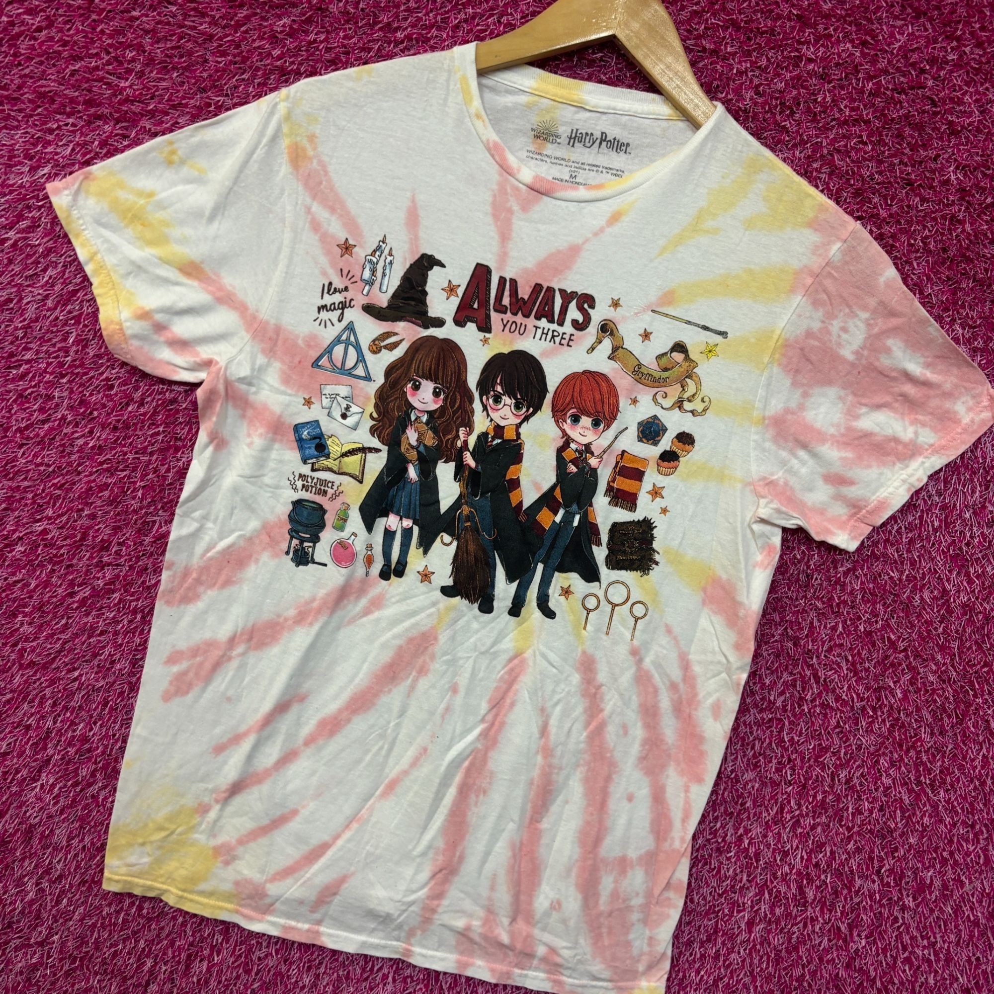 Warner Bros Harry Potter Chibi Hermoine, Ron, Harry tiedye T-shirt size Size US M / EU 48-50 / 2 - 3 Thumbnail