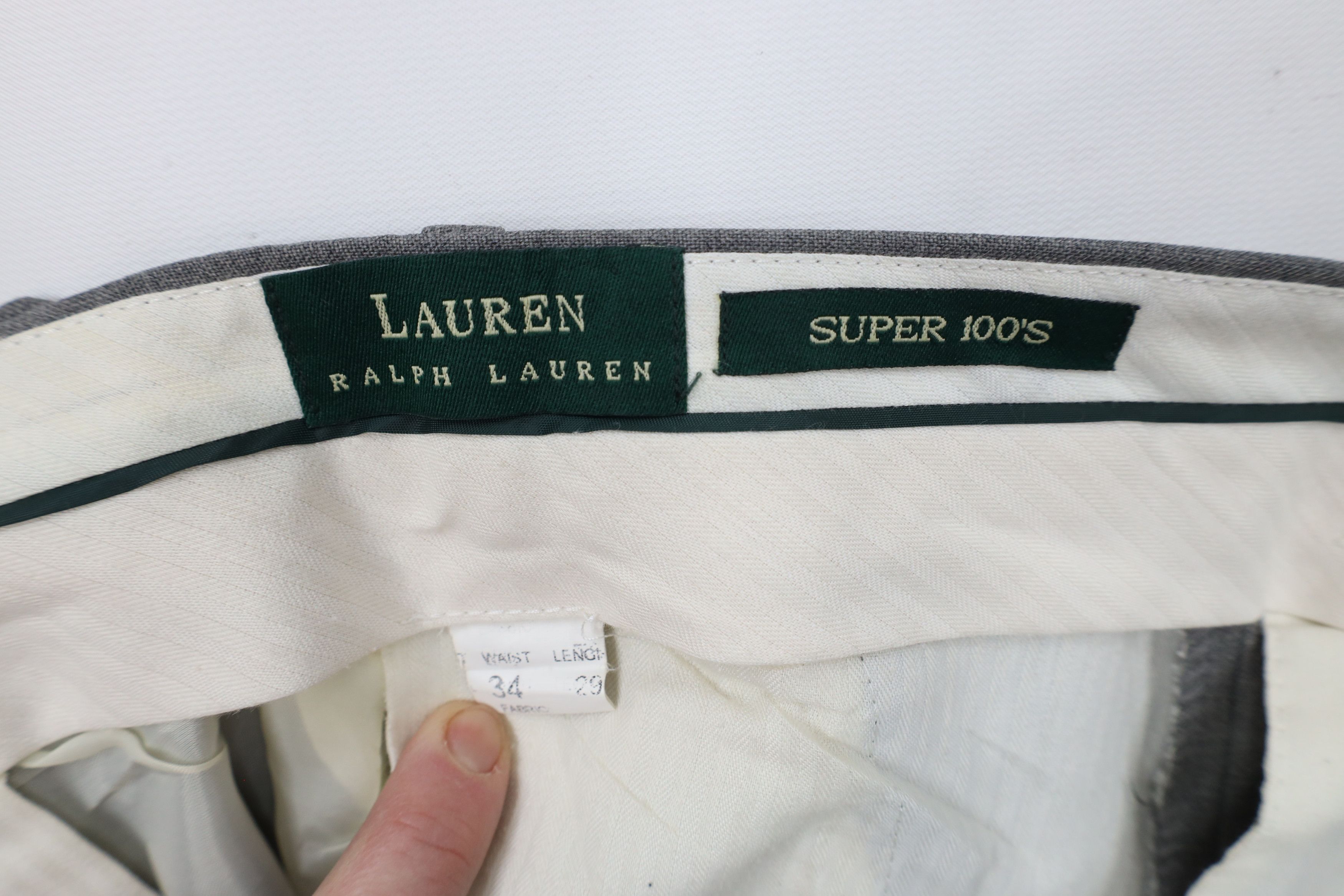 Ralph Lauren × Vintage Vintage Ralph Lauren Wool Cuffed Wide Leg Chino Pants Gray Size US 34 / EU 50 - 8 Thumbnail