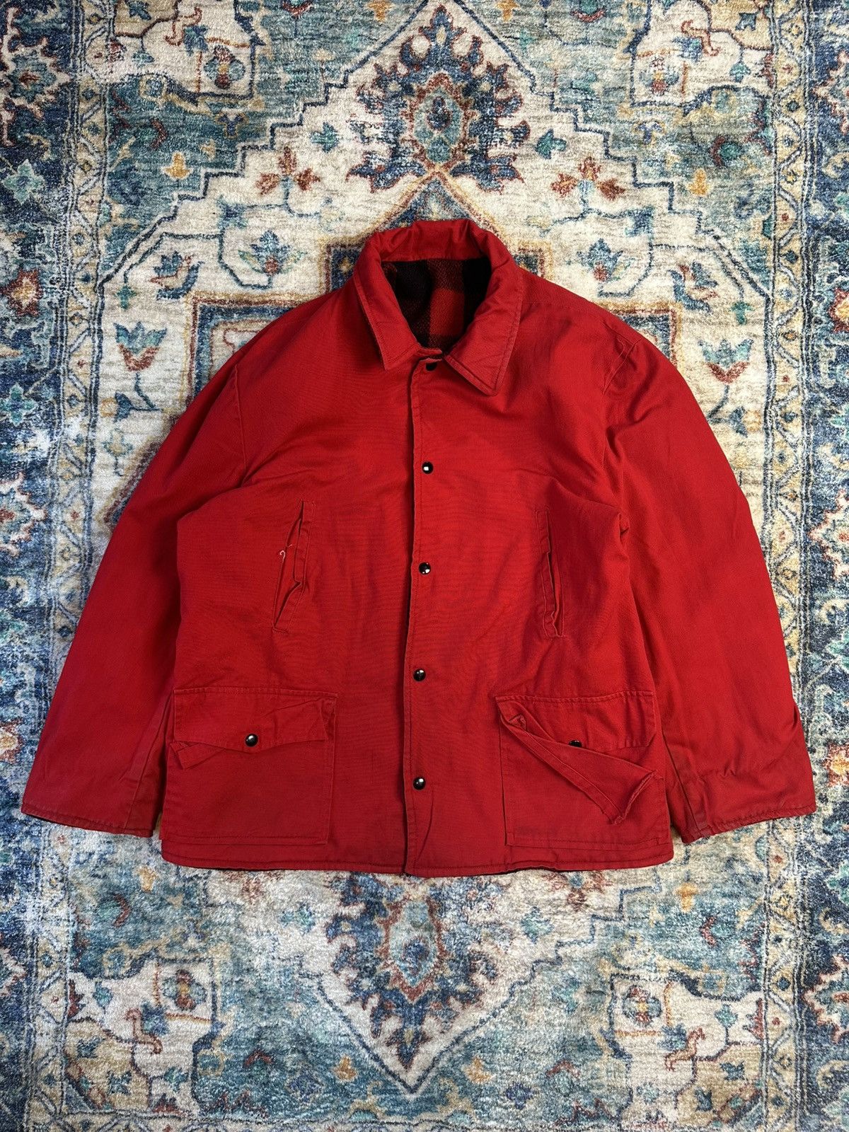 Vintage Vintage 1970s Red Buffalo Plaid Reversible Hunting Jacket Size US L / EU 52-54 / 3 - 5 Thumbnail