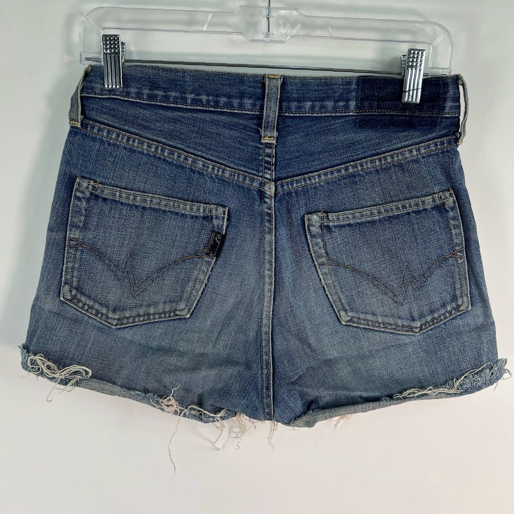 Denime VINTAGE CRKR Japanese Denim Shorts Women’s Size 2 28X2 Blue Distressed Button Fly Shirt Womens Japanese Distressed Blue 2 28X2 CRKR Denim Shorts Size 26" / US 2 / IT 38 - 3 Thumbnail