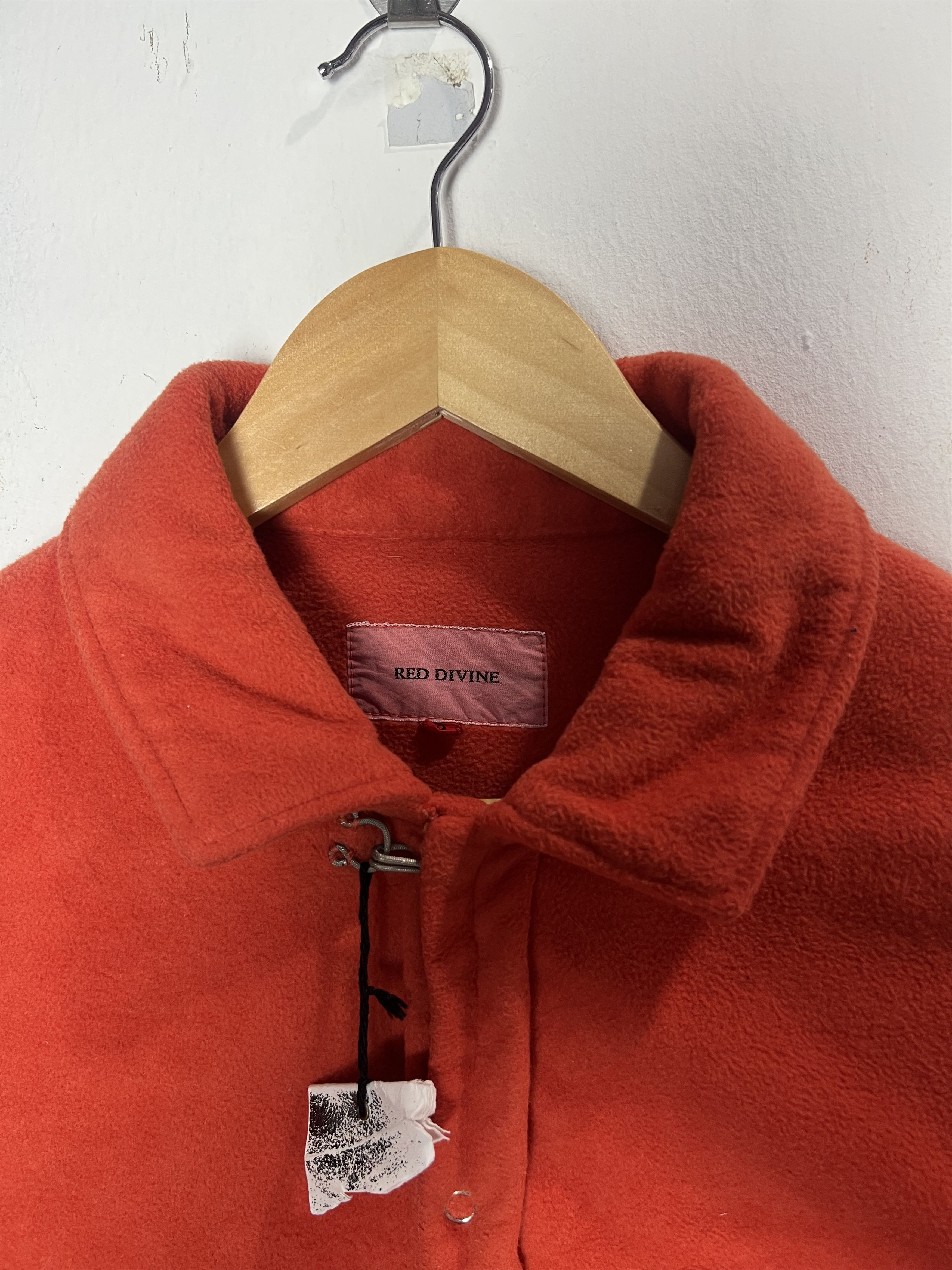 Japanese Brand Red Divine Orange Red Fleece Button Down Shirt Size US M / EU 48-50 / 2 - 6 Thumbnail