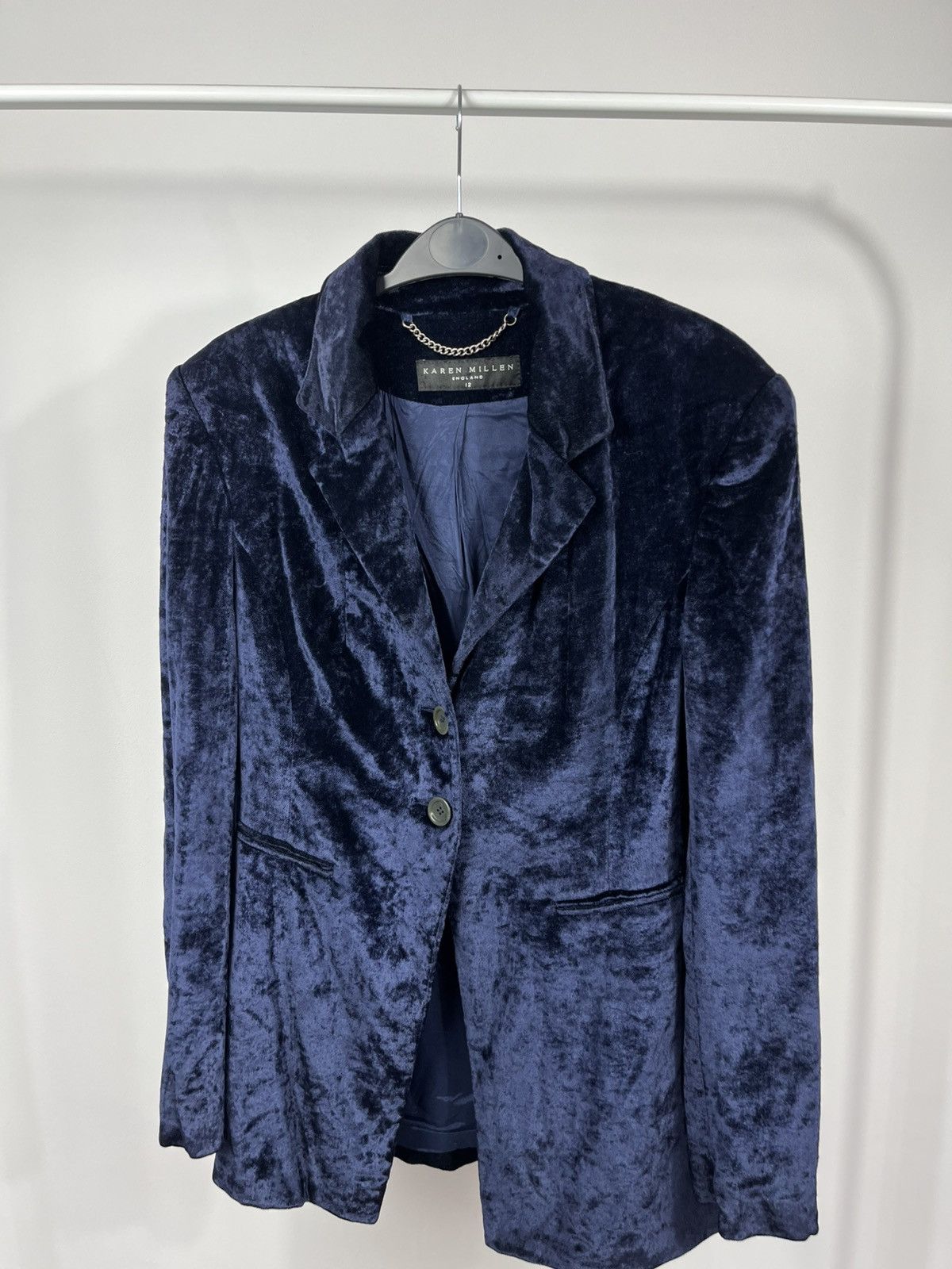 Karen Millen Karen Millen Navy Velvet Blazer Women Size 12 Elegant Jacket Size S / US 4 / IT 40 - 2 Thumbnail