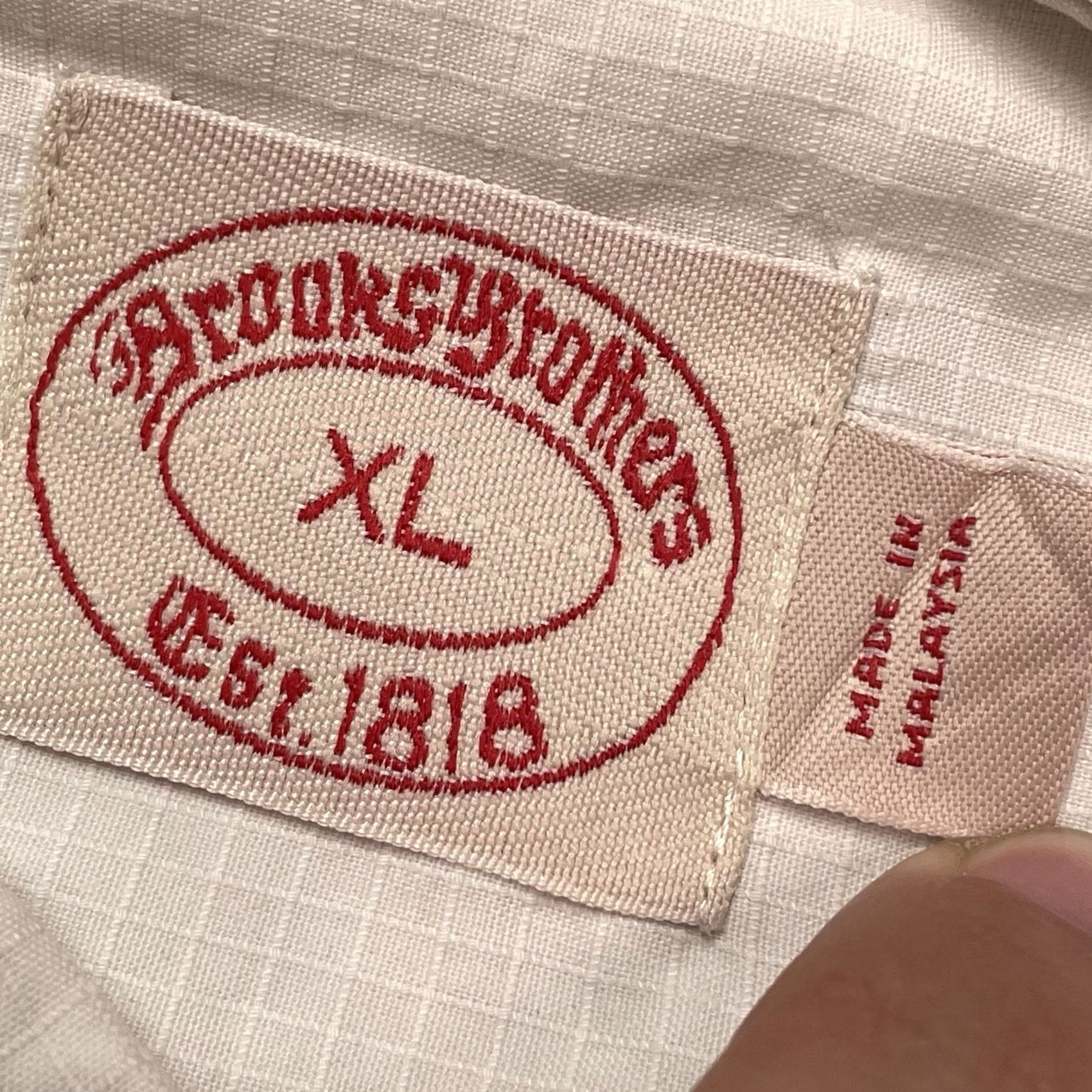 Brooks Brothers Brooks Brothers Mens White Grid Button-Down Shirt XL Classic Fit Ripstop Casual Shirt Size US XL / EU 56 / 4 - 2 Thumbnail