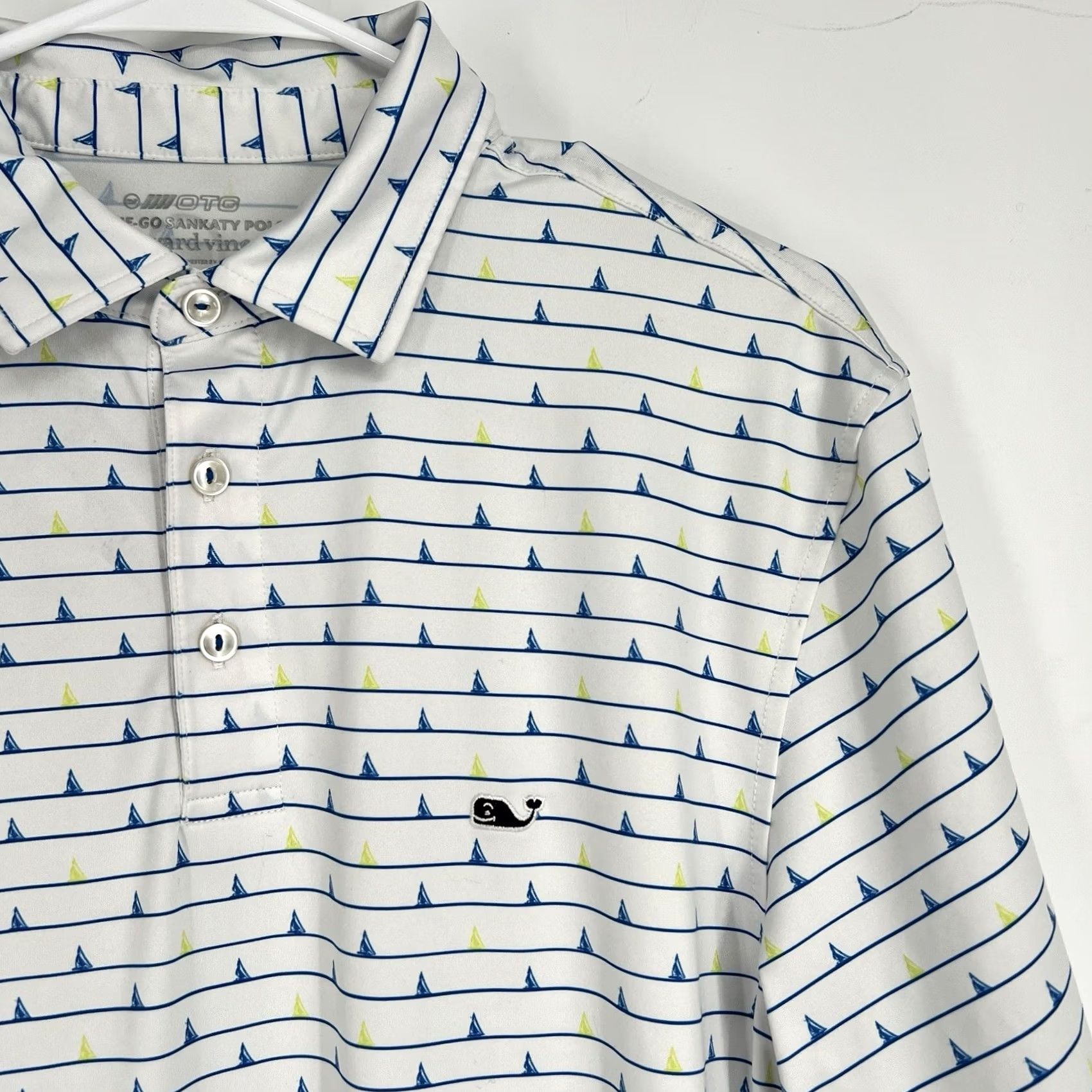 Vineyard Vines Vineyard Vines OTG Sankaty Golf Polo Shirt White Geometric Short Sleeve Regular M Men's Polo Shirt Size US M / EU 48-50 / 2 - 3 Thumbnail