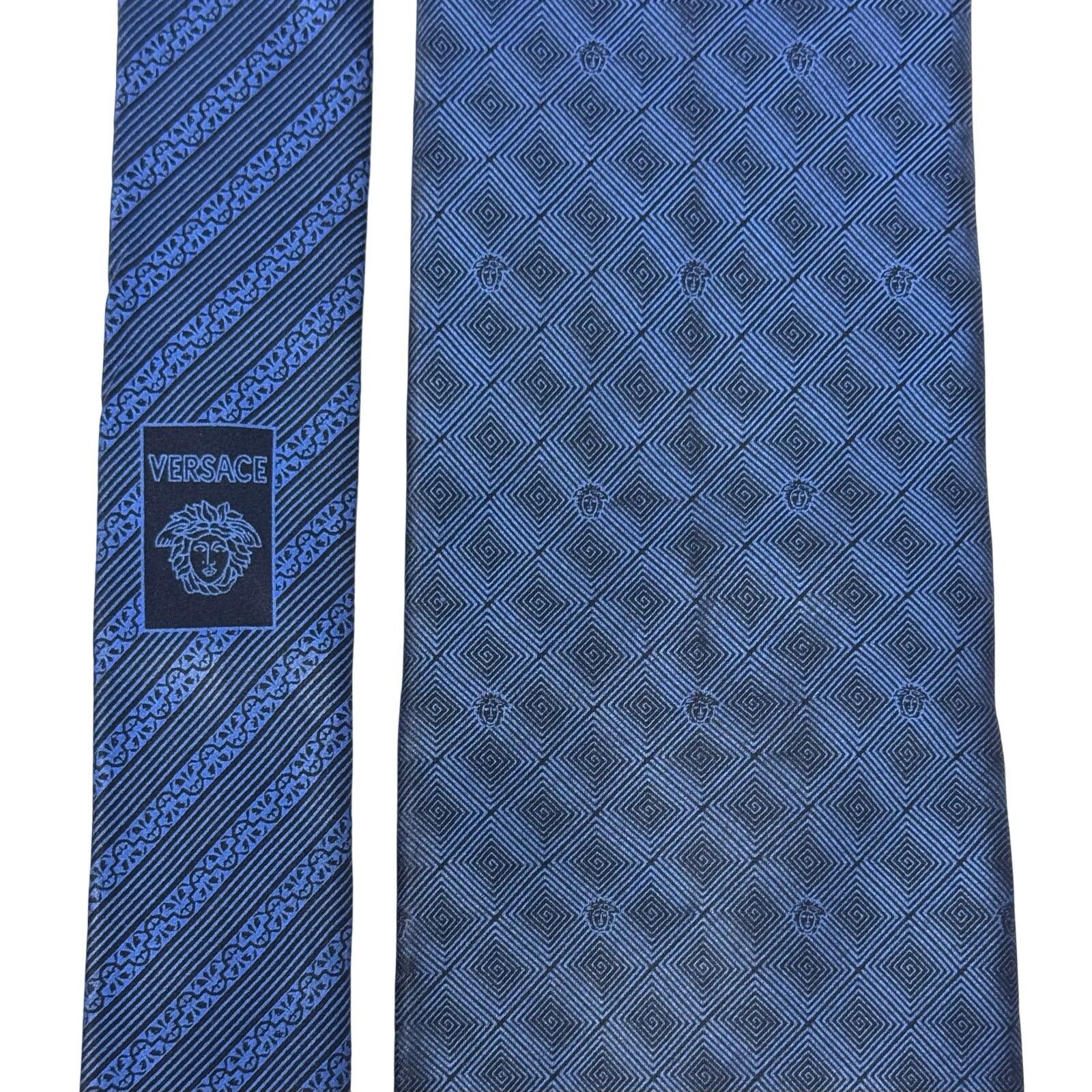 Versace Versace Navy Abstract Pattern Tie Size ONE SIZE - 9 Thumbnail