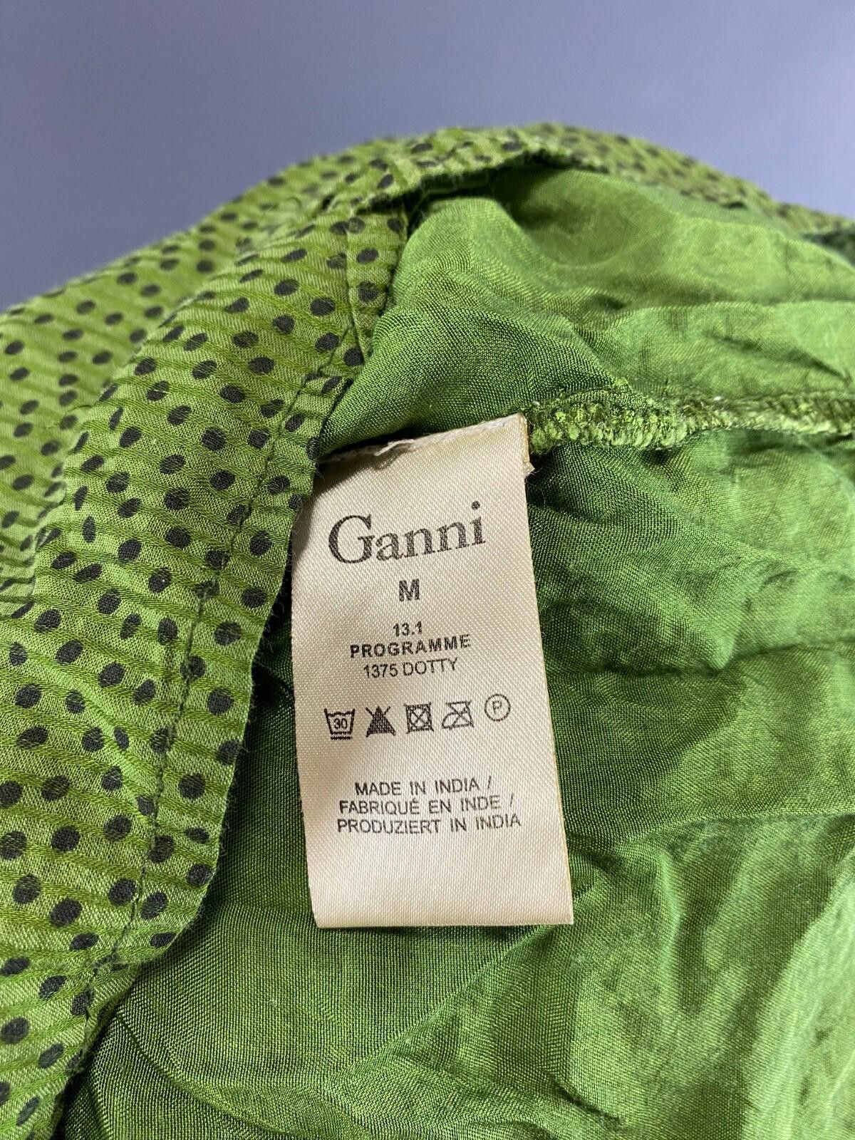 Gianni Valentino Ganni Green Dotty Short Sleeve V-Neck Peged Dress Size M Size M / US 6-8 / IT 42-44 - 12 Thumbnail