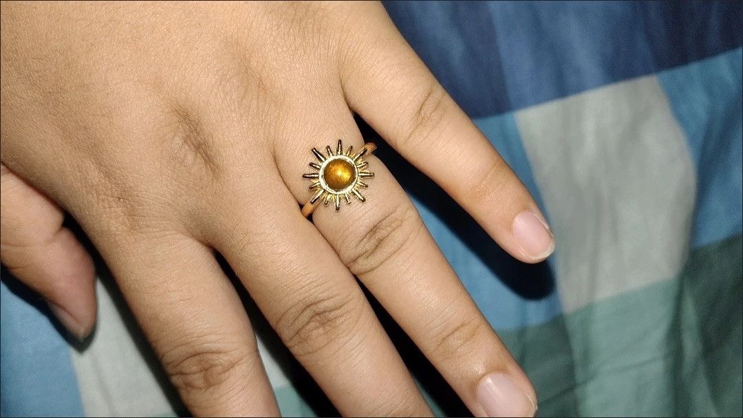 Other Golden Sun-God Eye Stone Ring – Retro Artisan Design Size ONE SIZE - 2 Thumbnail