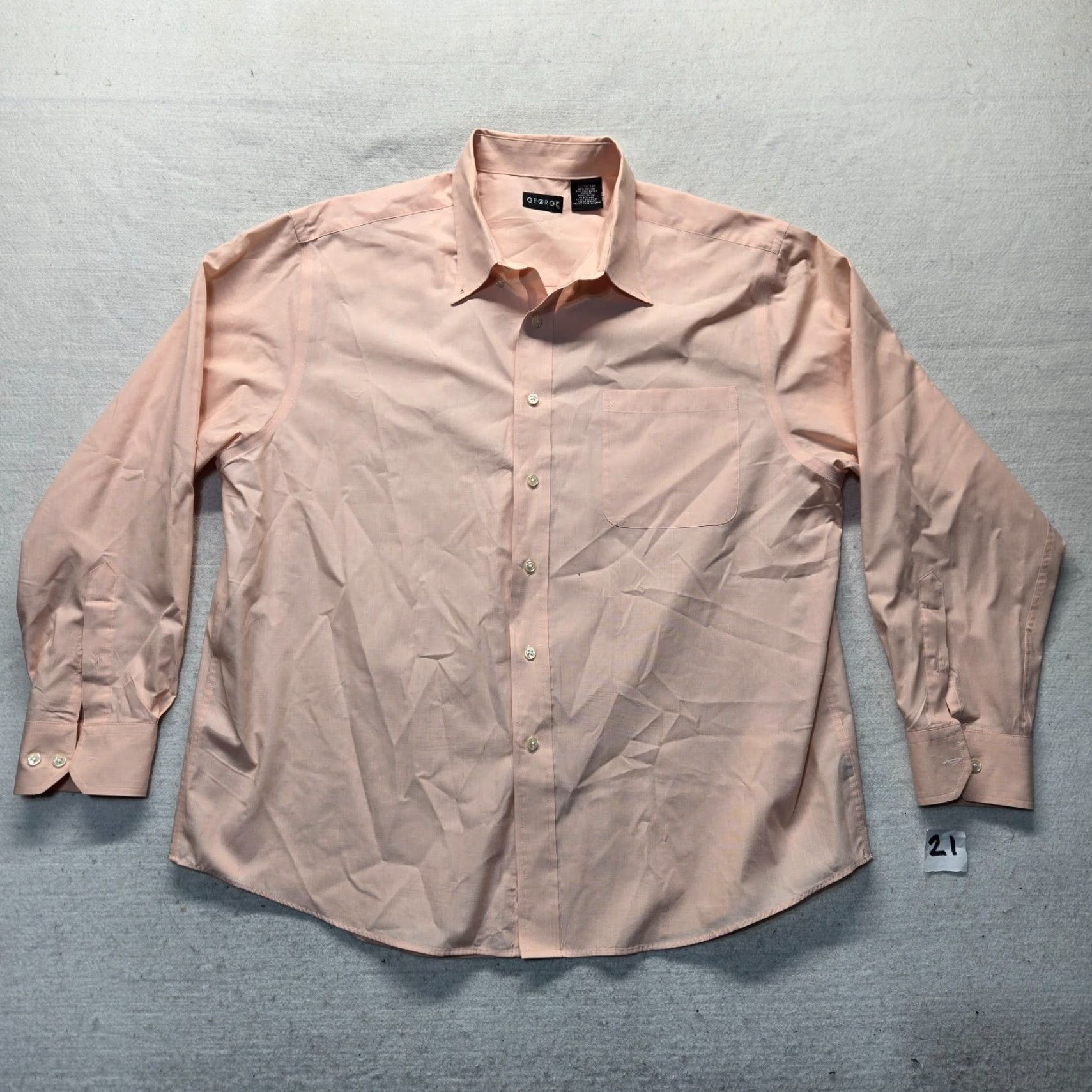 George VINTAGE George Shirt Adult XL Pink Long Sleeve Button Up Dress Shirt Mens Size US XL / EU 56 / 4 - 2 Thumbnail
