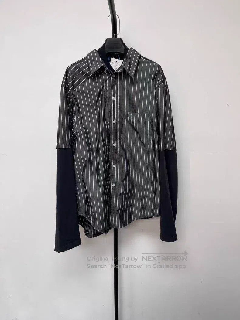 Balenciaga Balenciaga Striped Layered Button-Down Long Sleeve Shirt Size US M / EU 48-50 / 2 - 1 Thumbnail